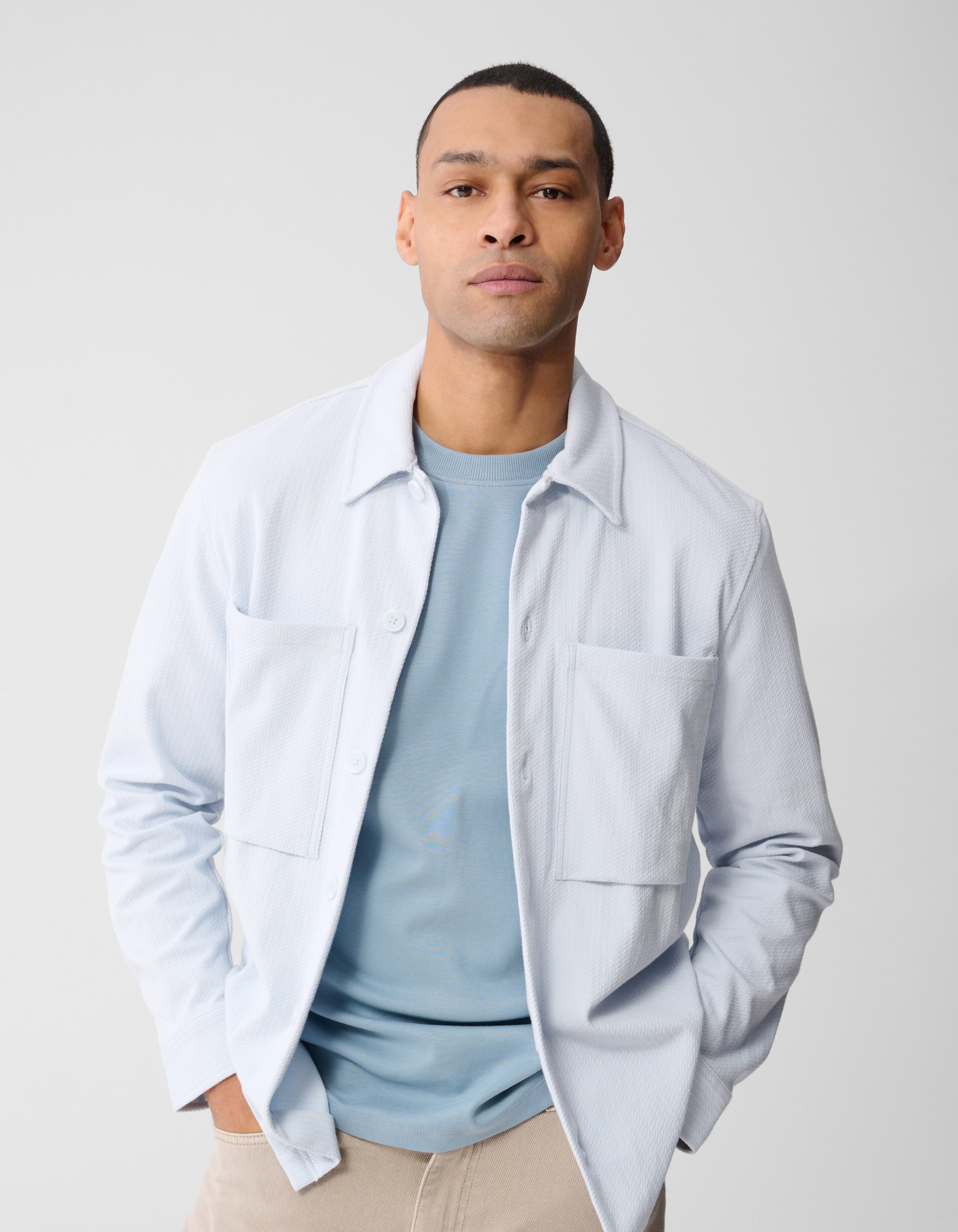 Structuur Overshirt Lichtblauw SHOEBY MEN