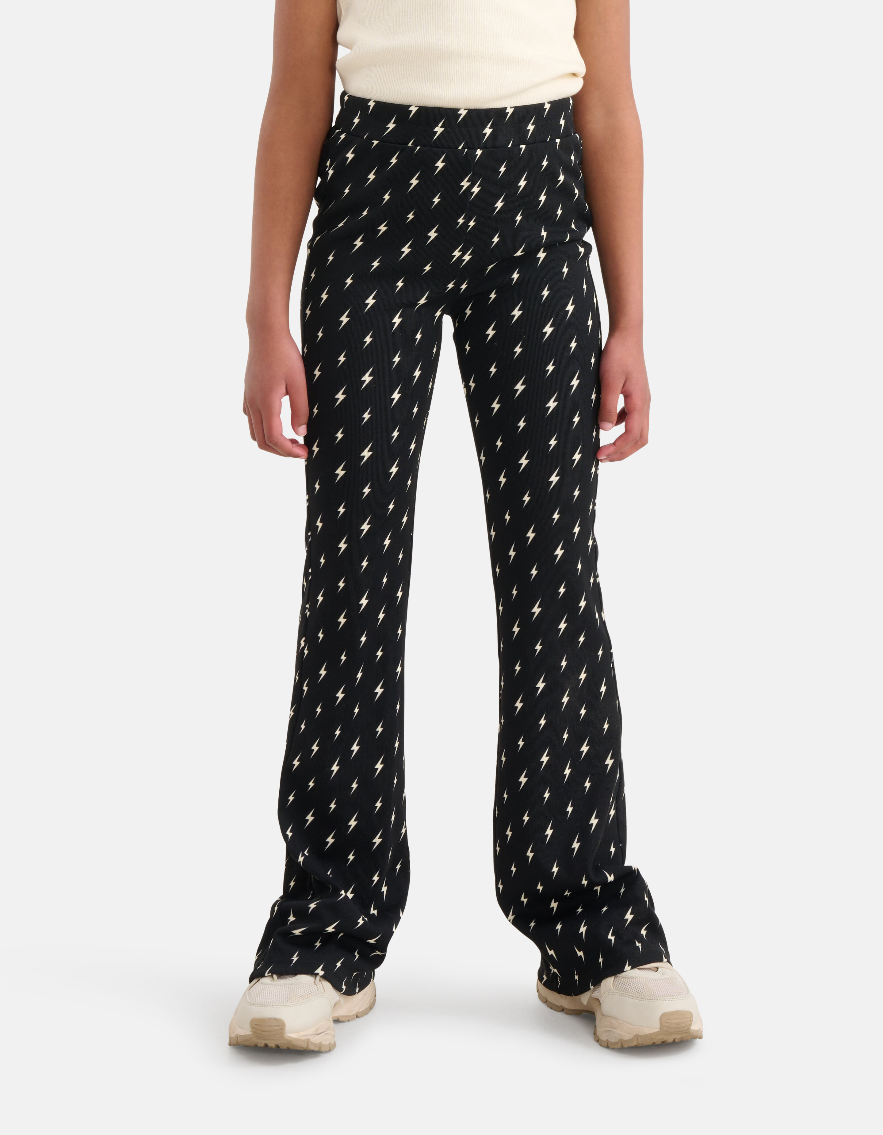 Printed Rib Flared Legging Zwart SHOEBY GIRLS