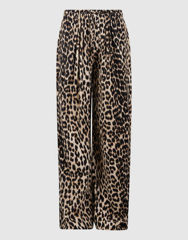 Twist Leopard Wide leg Broek Bruin SHOEBY GIRLS