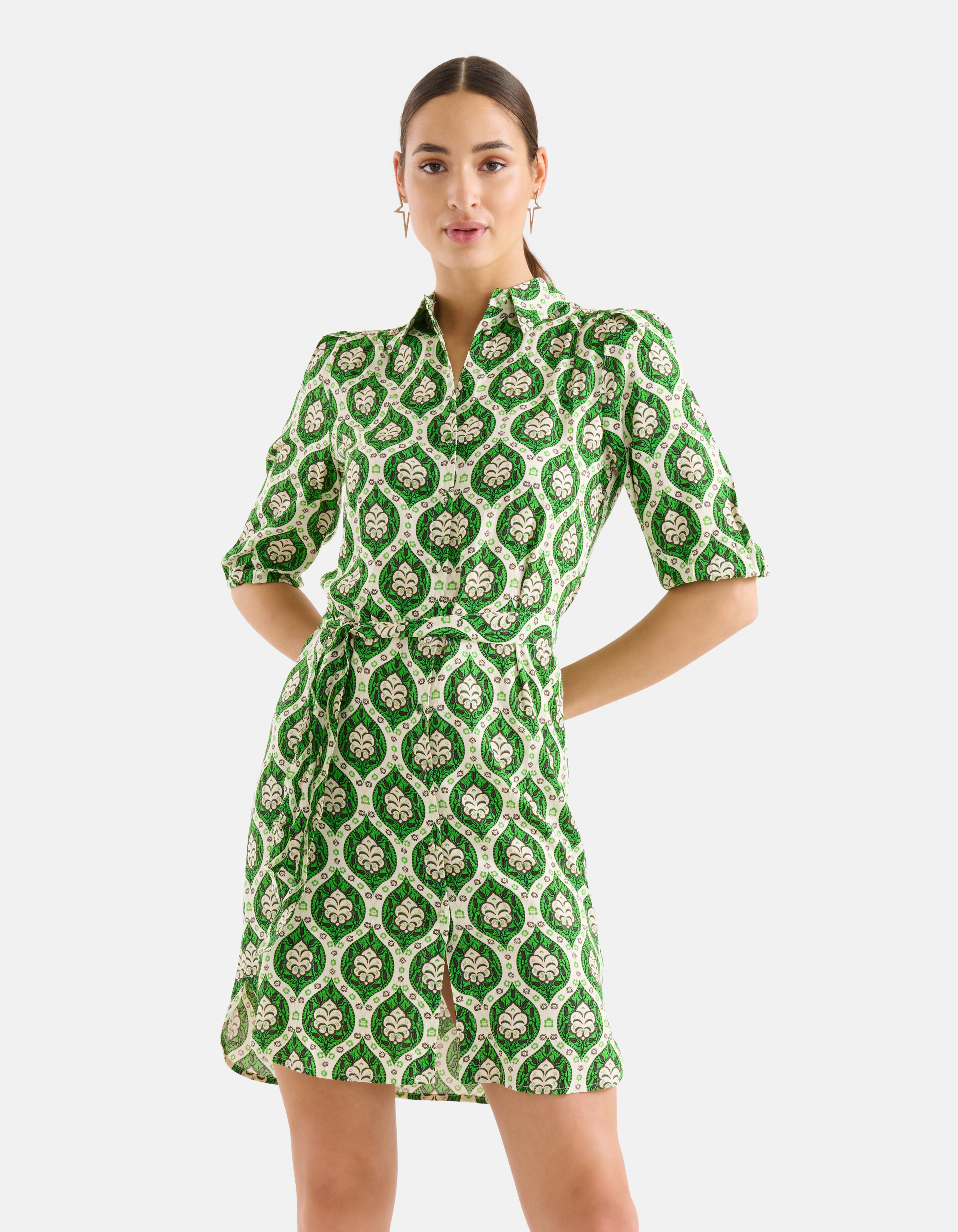 Printed Midi Jurk Groen SHOEBY WOMEN