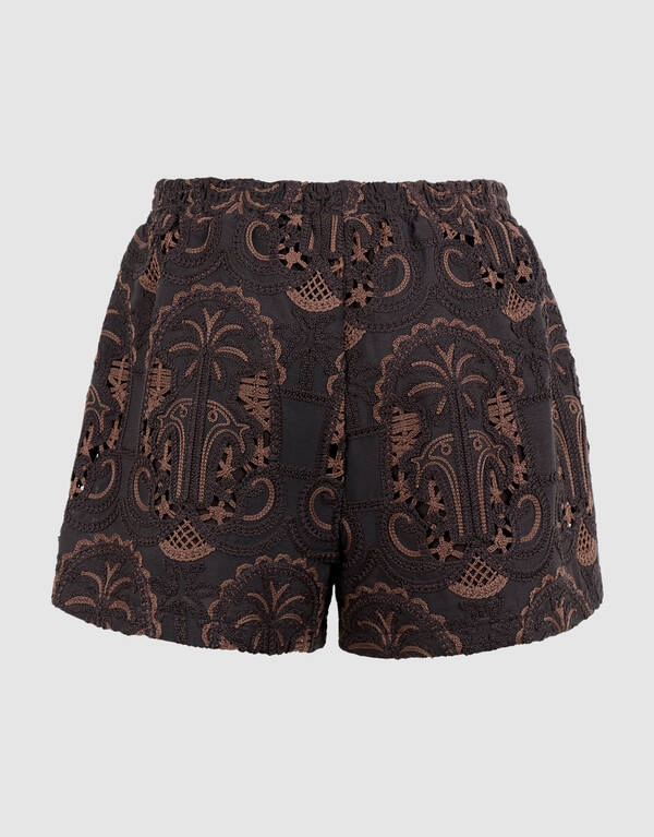 Embroidery Short Donkerbruin SHOEBY WOMEN