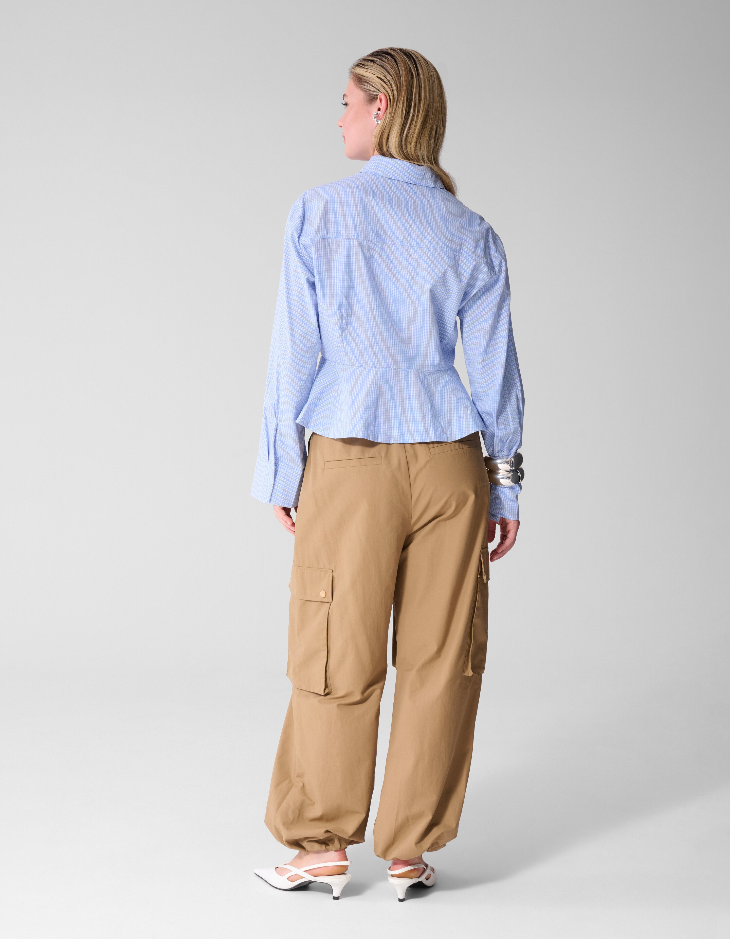 Poplin Peplum Blouse Blauw SHOEBY WOMEN