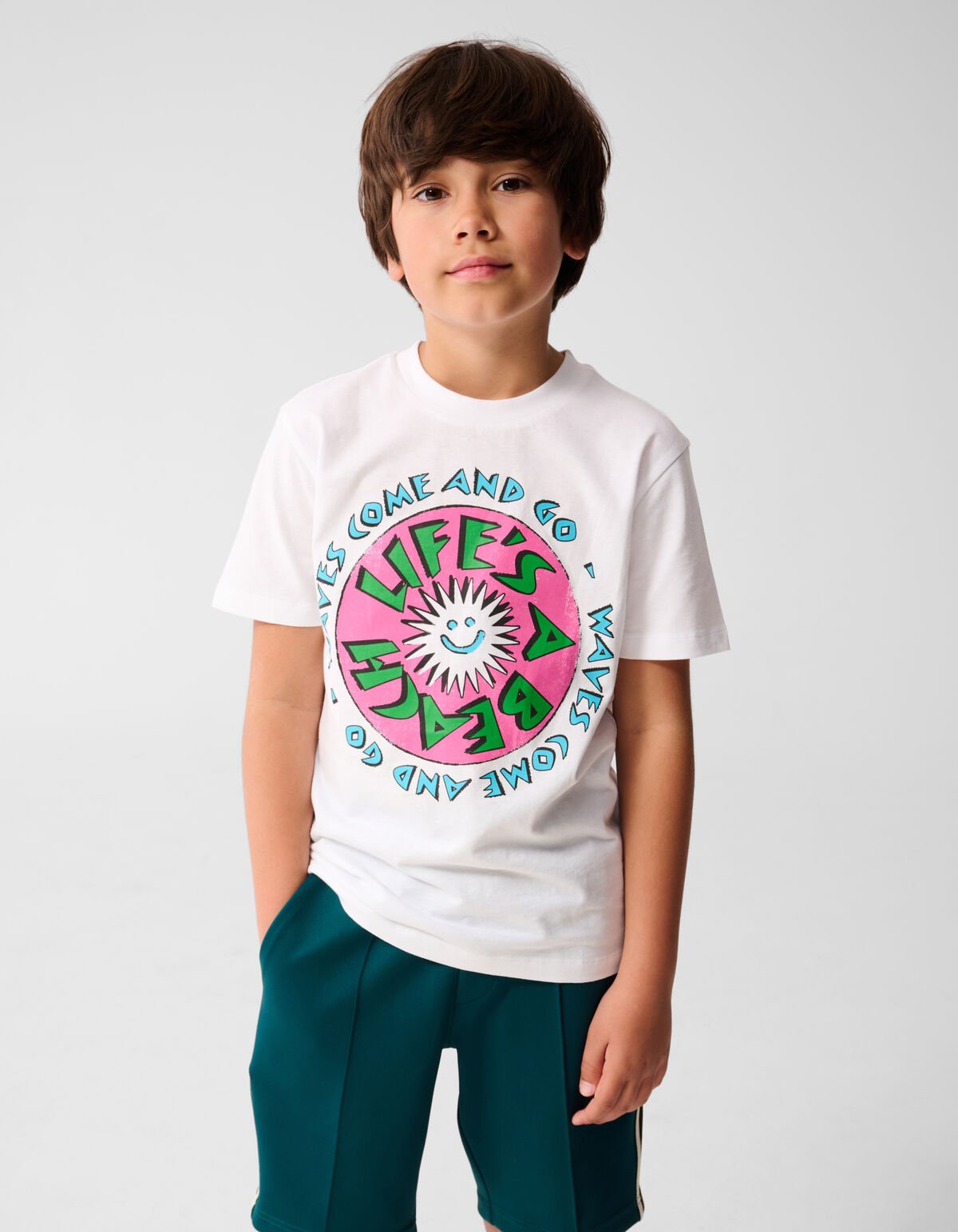 Beach Artwork T-shirt Wit SHOEBY BOYS