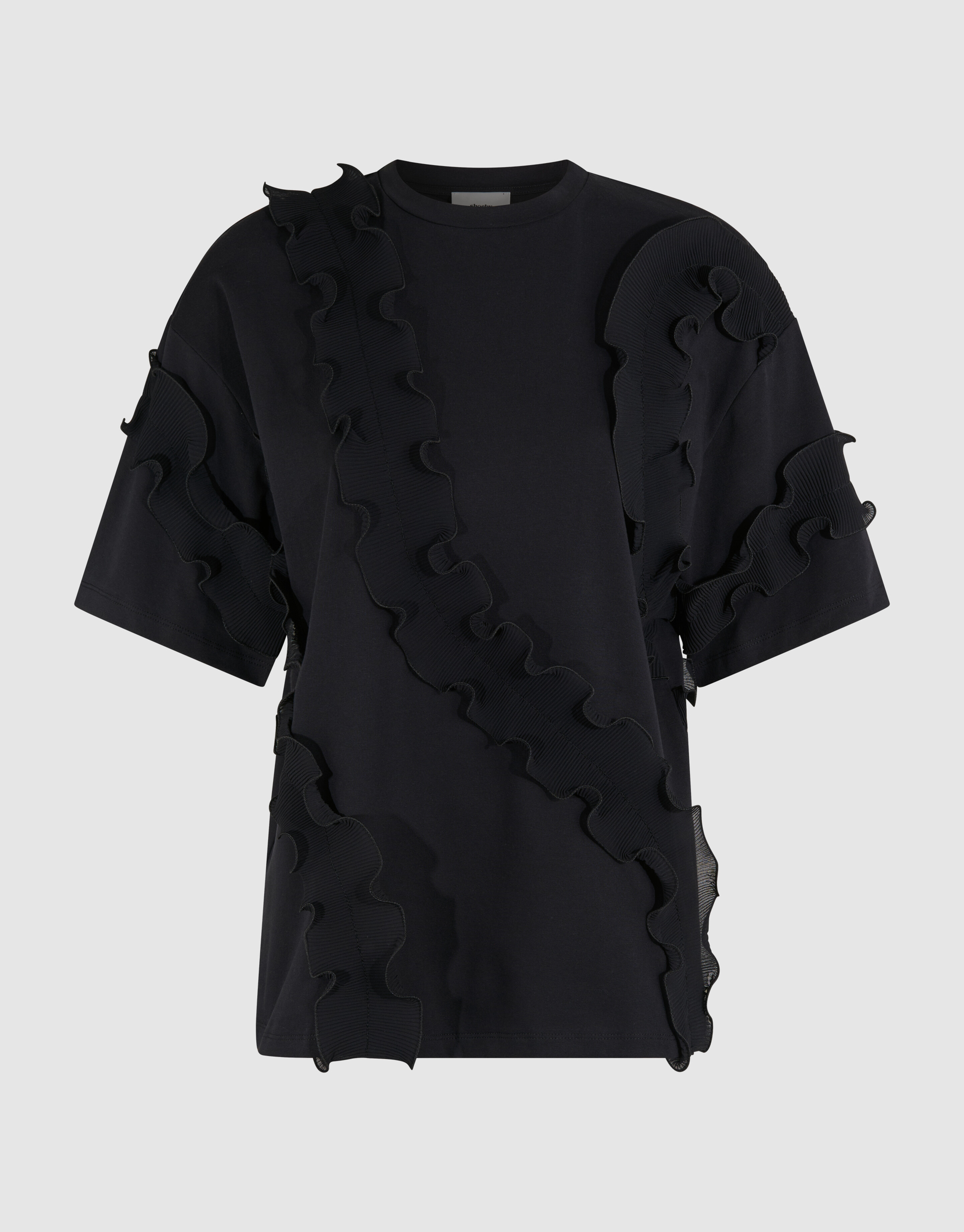 Ruffle T-shirt Zwart SHOEBY WOMEN