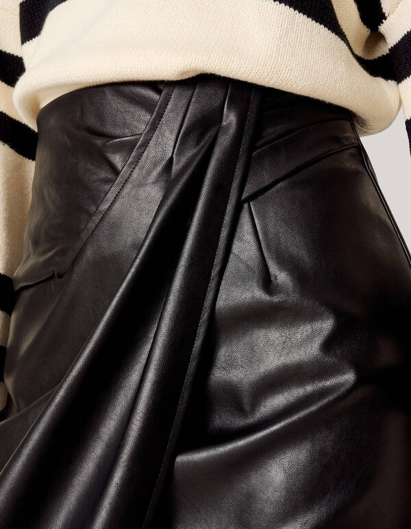 Vegan Leren Midi Rok Zwart SHOEBY WOMEN