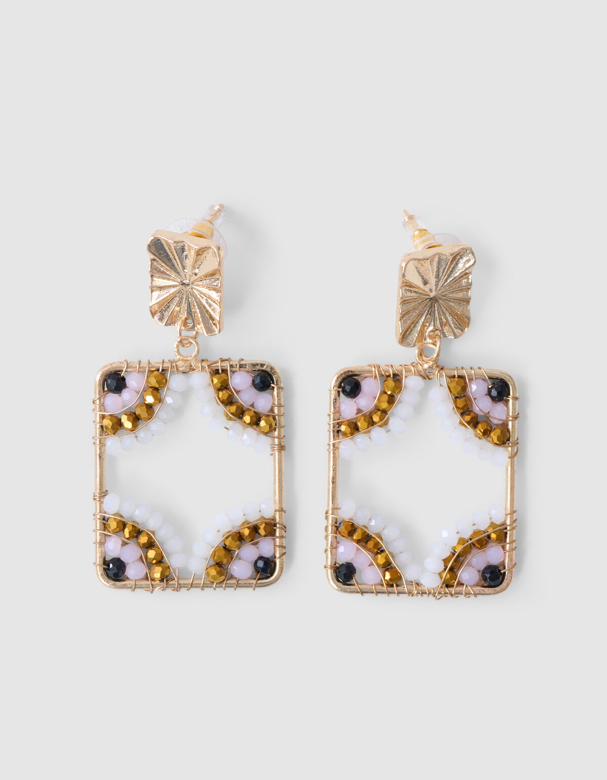 Beaded Square Oorbellen Goud SHOEBY ACCESSOIRES