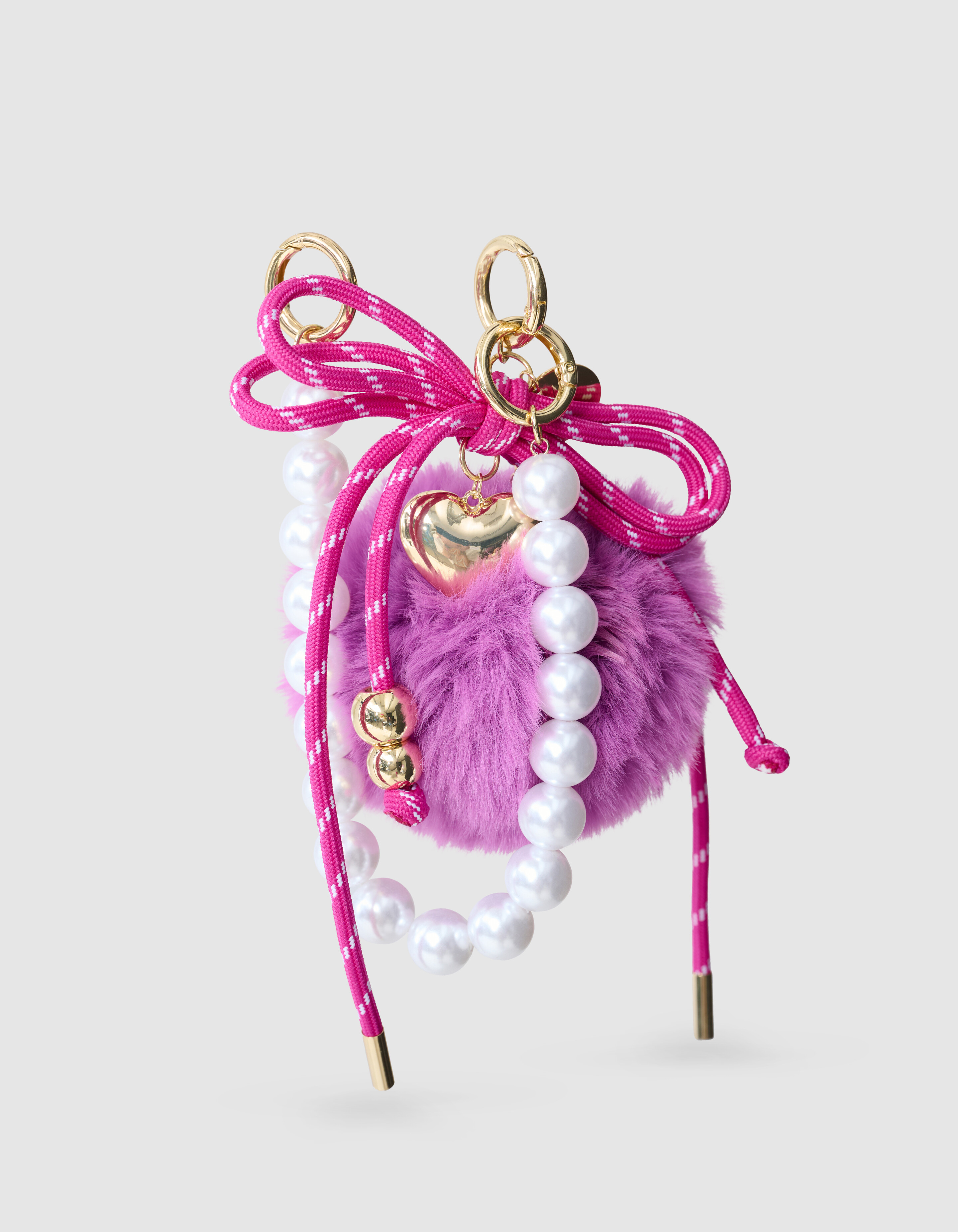 Pompon Parel Bagcharm Donkerpaars SHOEBY ACCESSOIRES