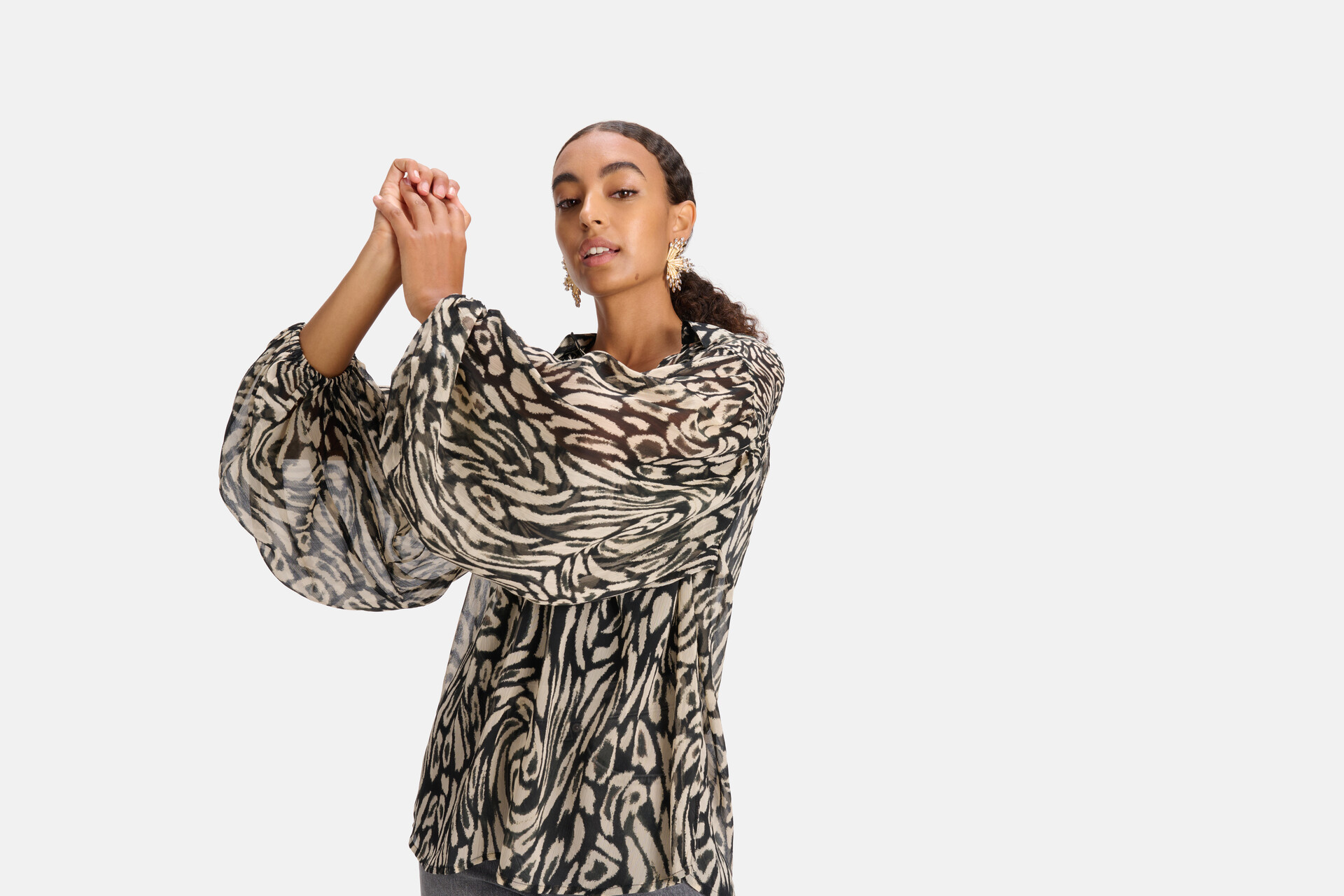 Leopard Print Blouse Zwart SHOEBY WOMEN