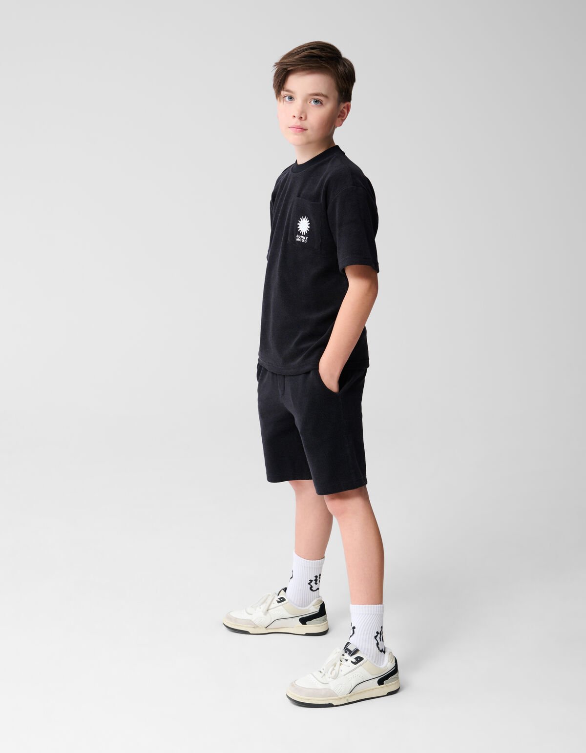 Towling T-shirt Zwart SHOEBY BOYS