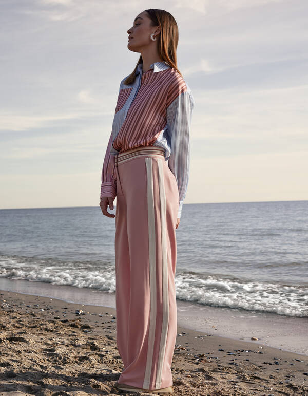 Sporty Wide Leg Broek Lichtroze By Mieke SHOEBY WOMEN
