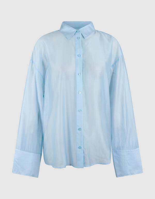 Transparante Oversized Blouse Lichtblauw SHOEBY WOMEN