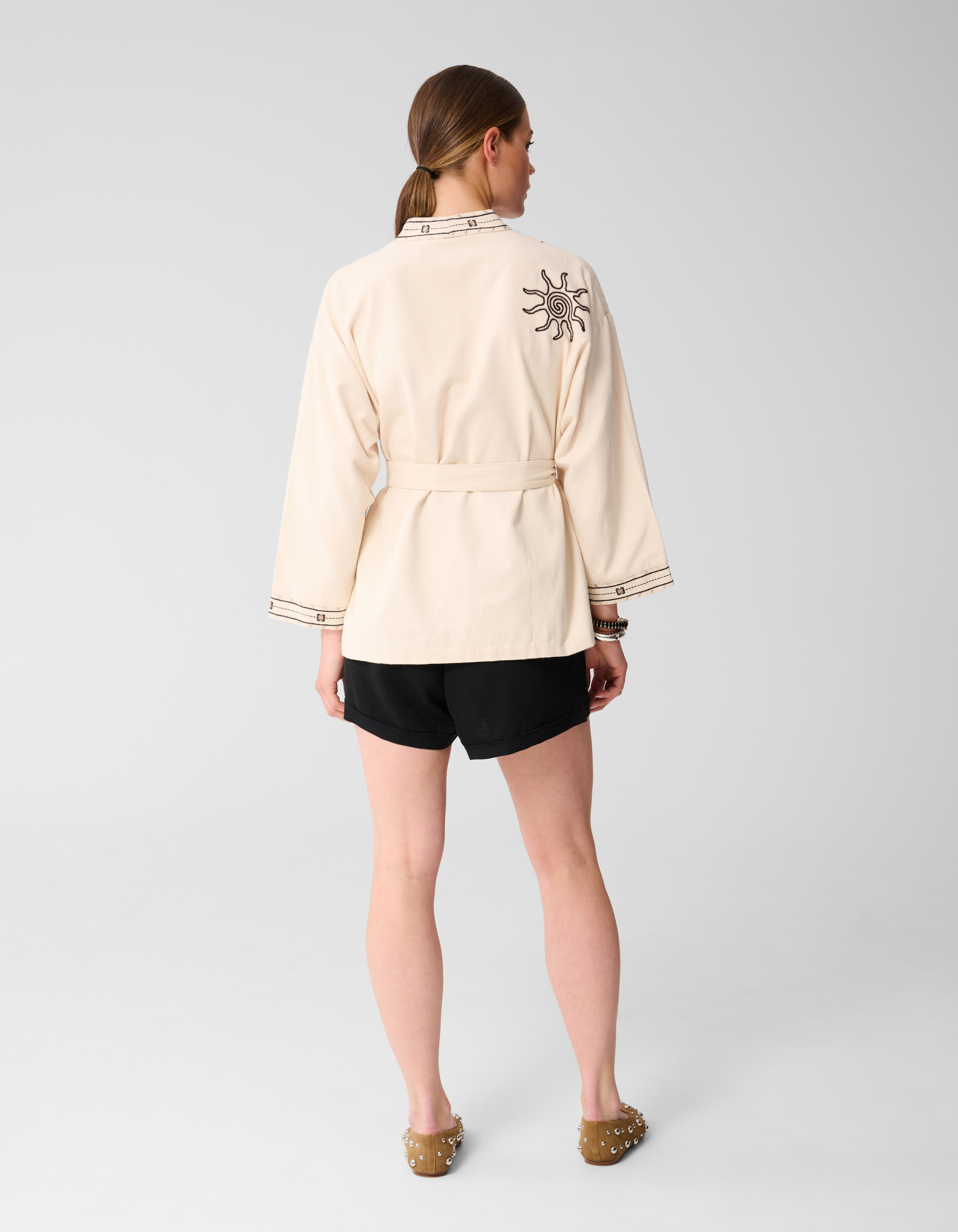 Artwork Kimono Jacket Gebroken Wit SHOEBY WOMEN