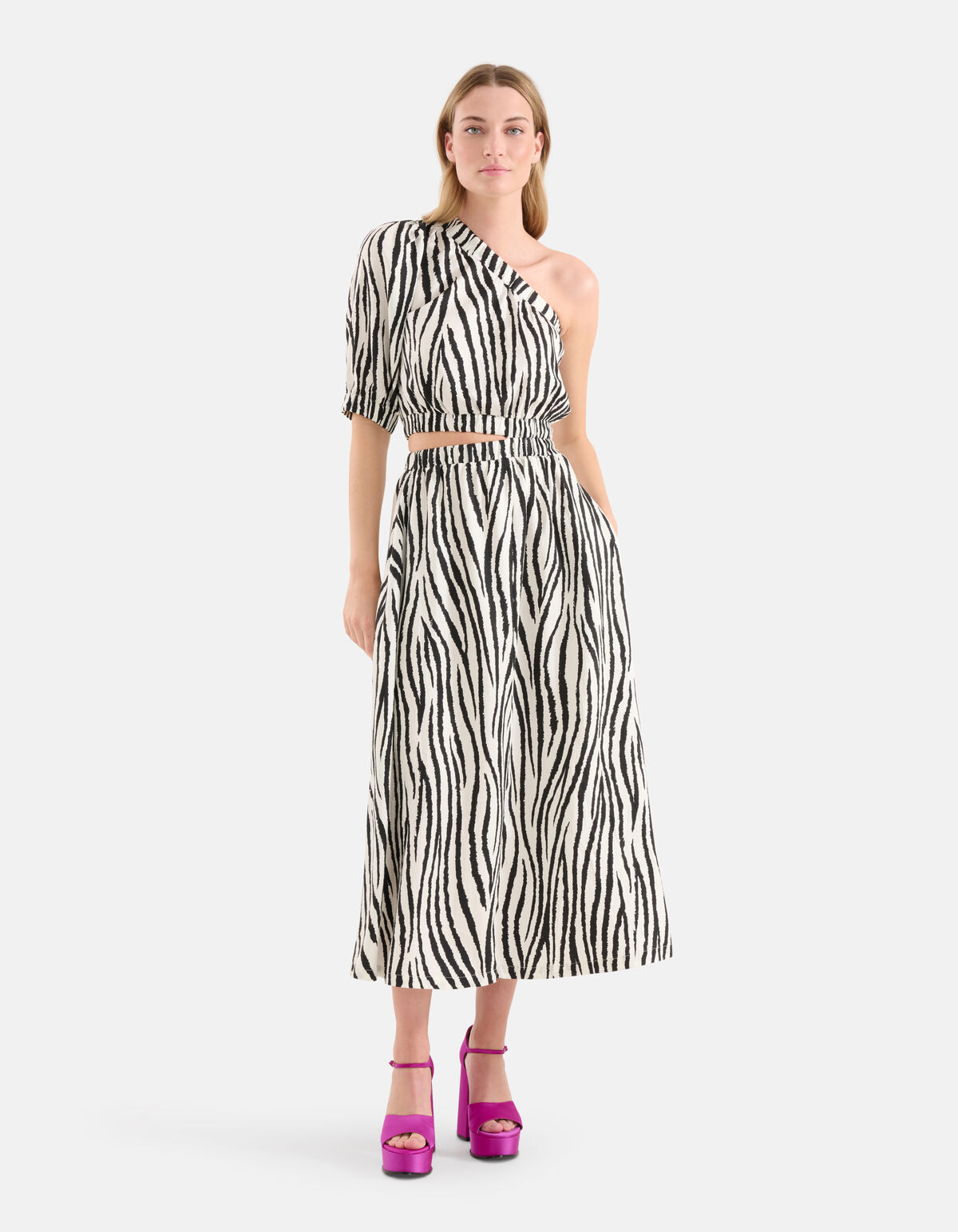 Zebra Printed Jurk Zwart/Wit SHOEBY WOMEN