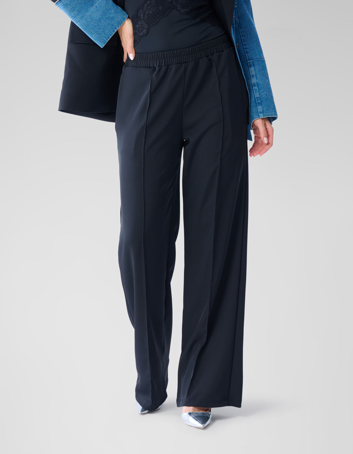 Basic Wide Leg Broek Zwart SHOEBY WOMEN