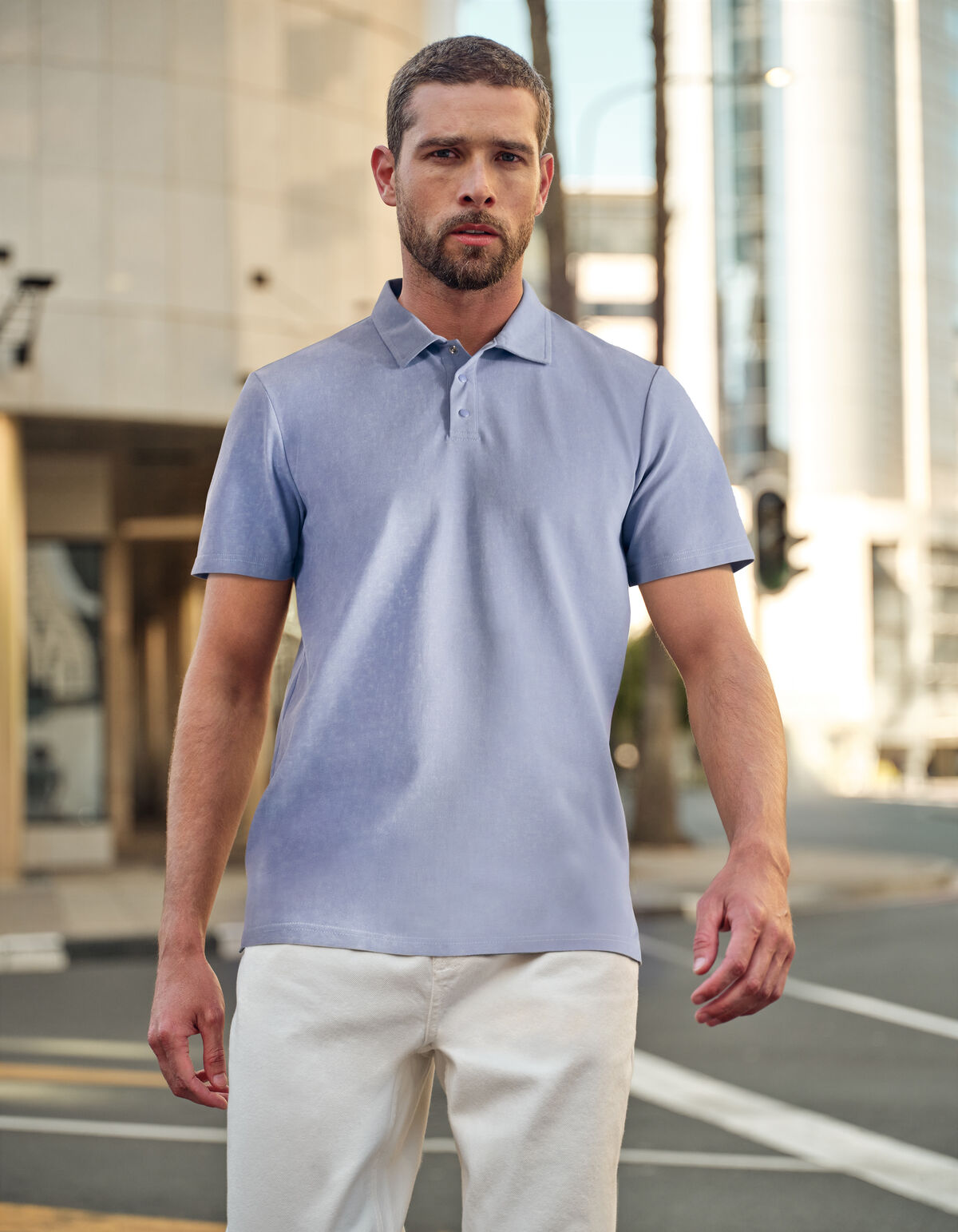 Washed Polo Lichtblauw SHOEBY MEN