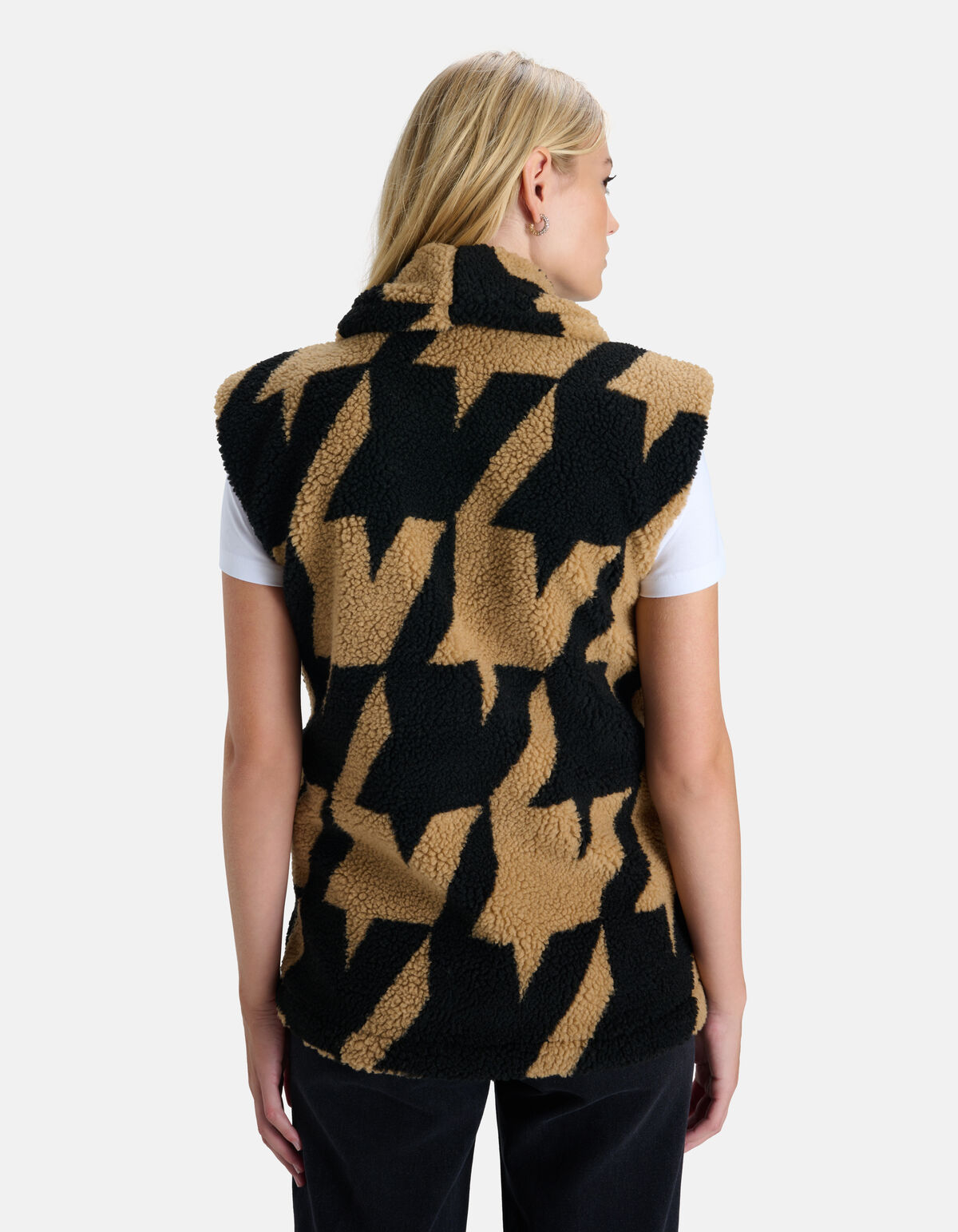 Pied De Poule Teddy Gilet Bruin SHOEBY WOMEN