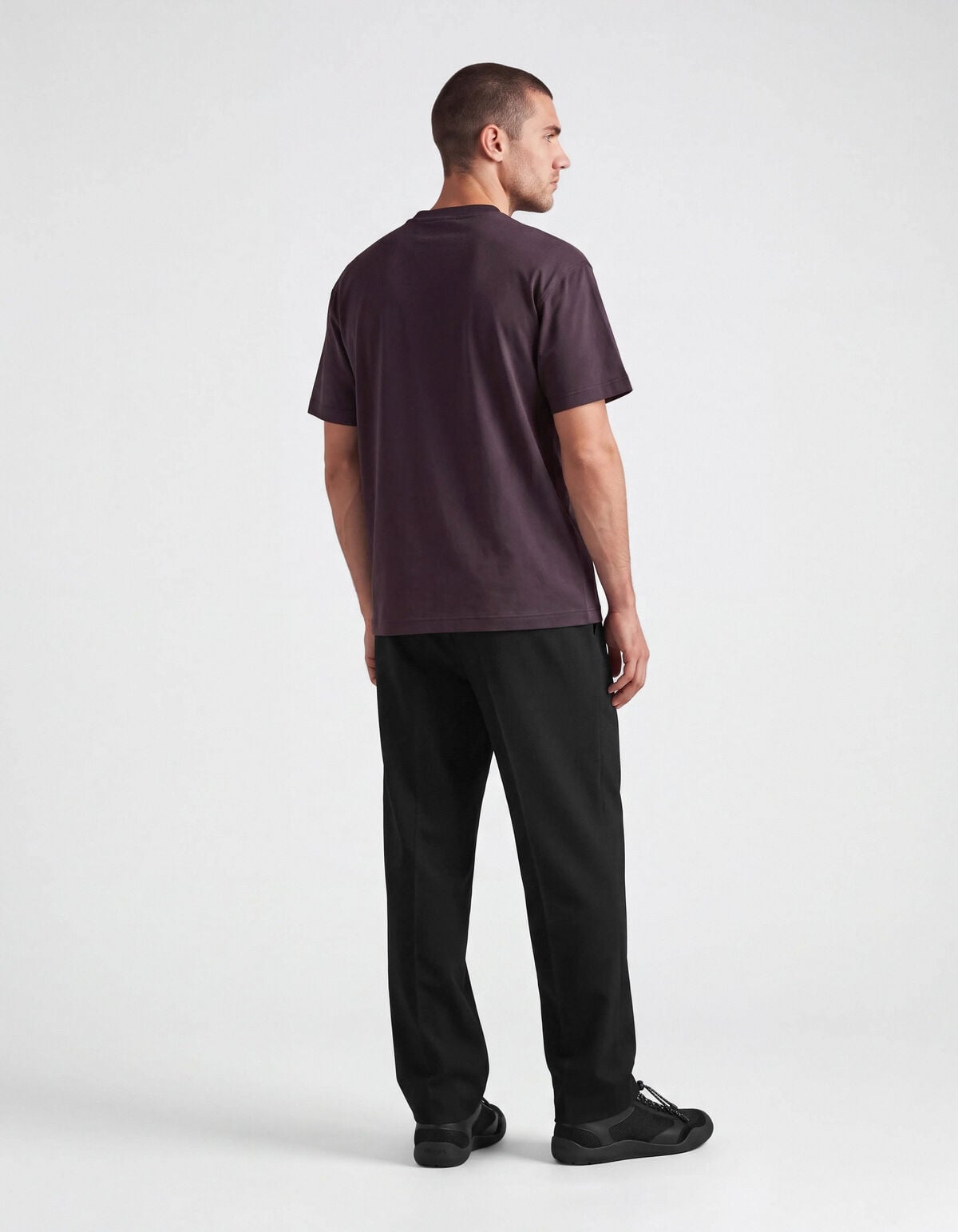 Crinkle Print T-shirt Donkerpaars SHOEBY MEN