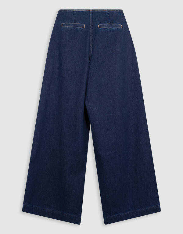 Pleated Button Wide Leg Fit Jeans Donkerblauw SHOEBY WOMEN