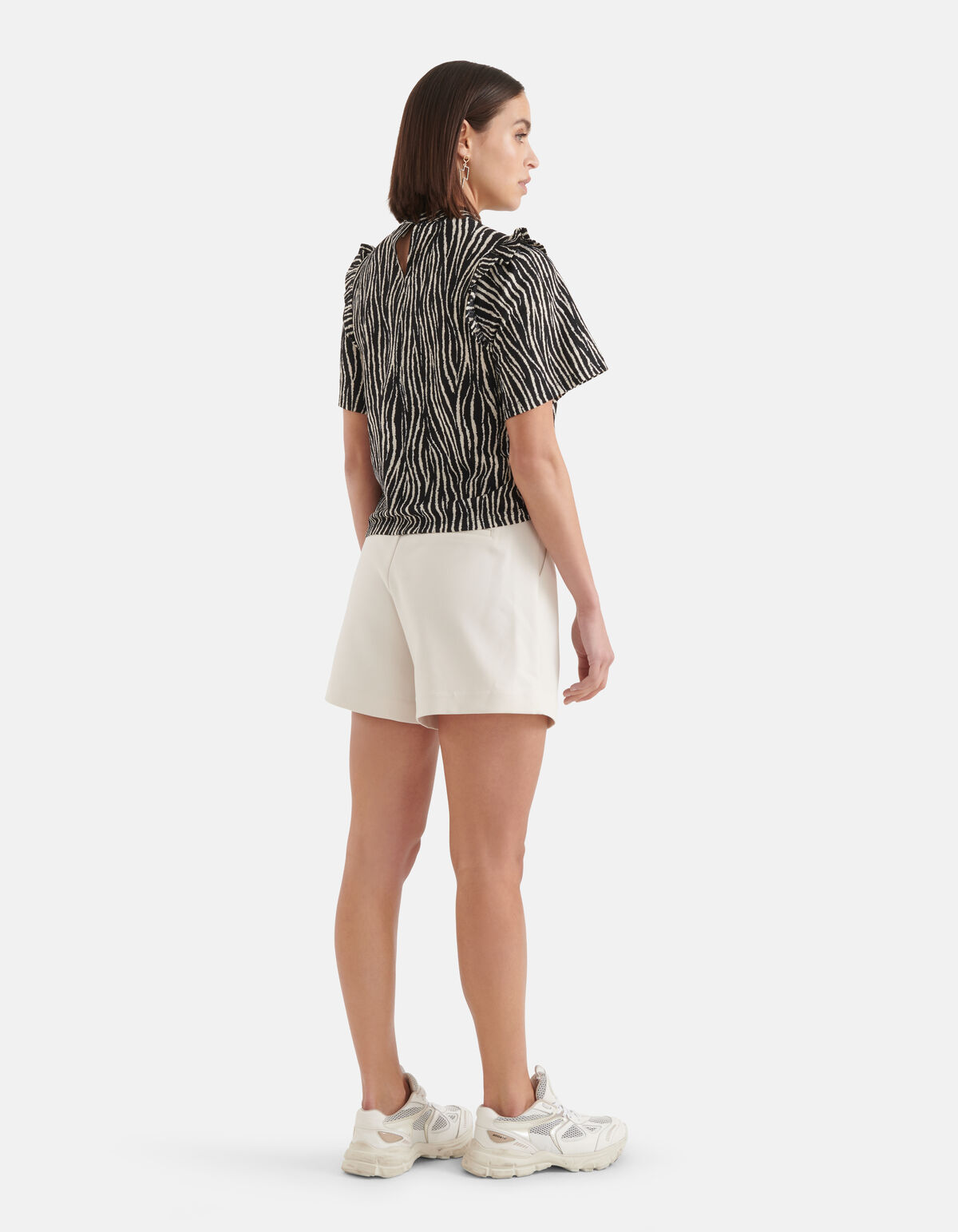 Zebra Crinkle Top Zwart SHOEBY WOMEN