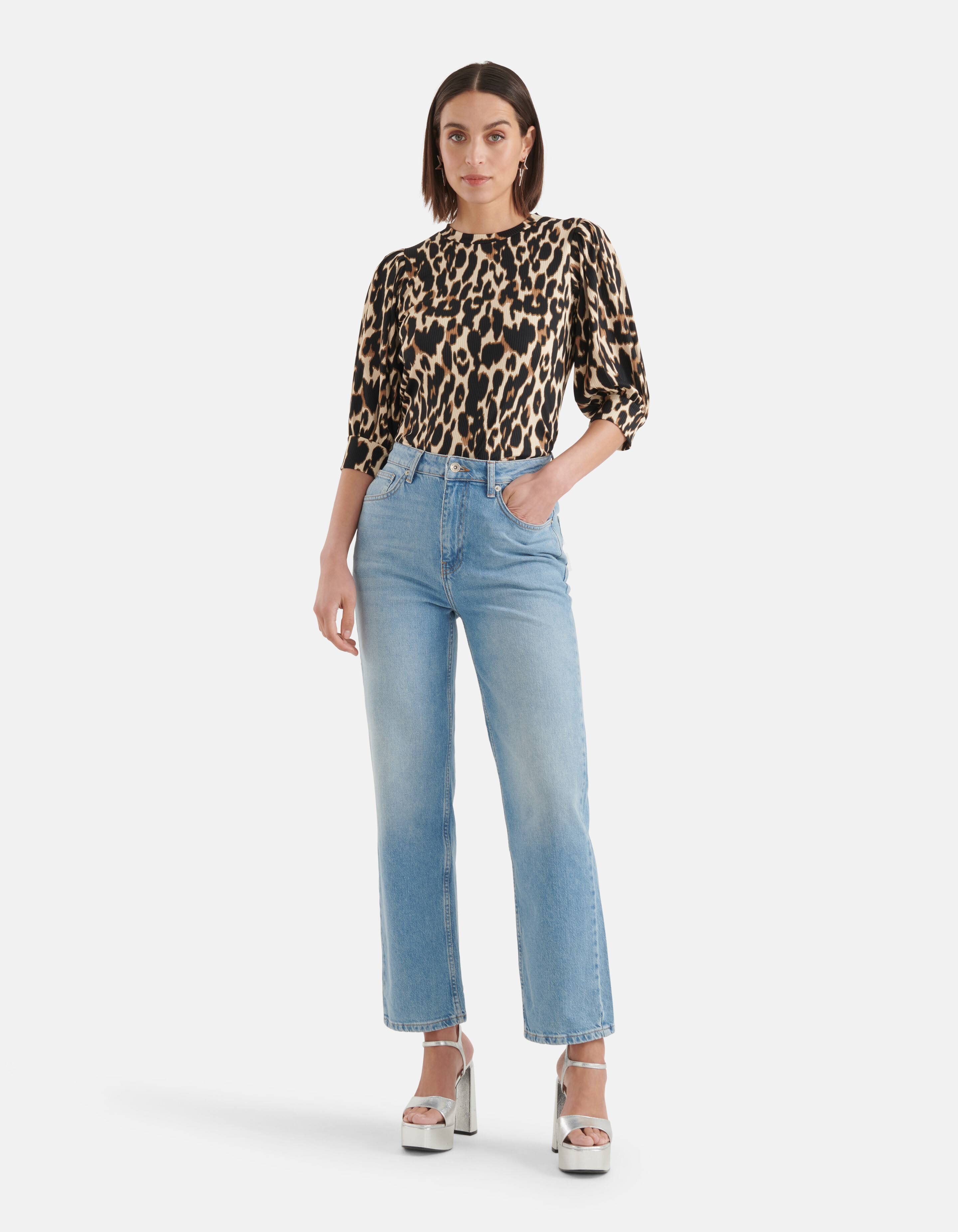 Leopard Rib Top Zwart SHOEBY WOMEN