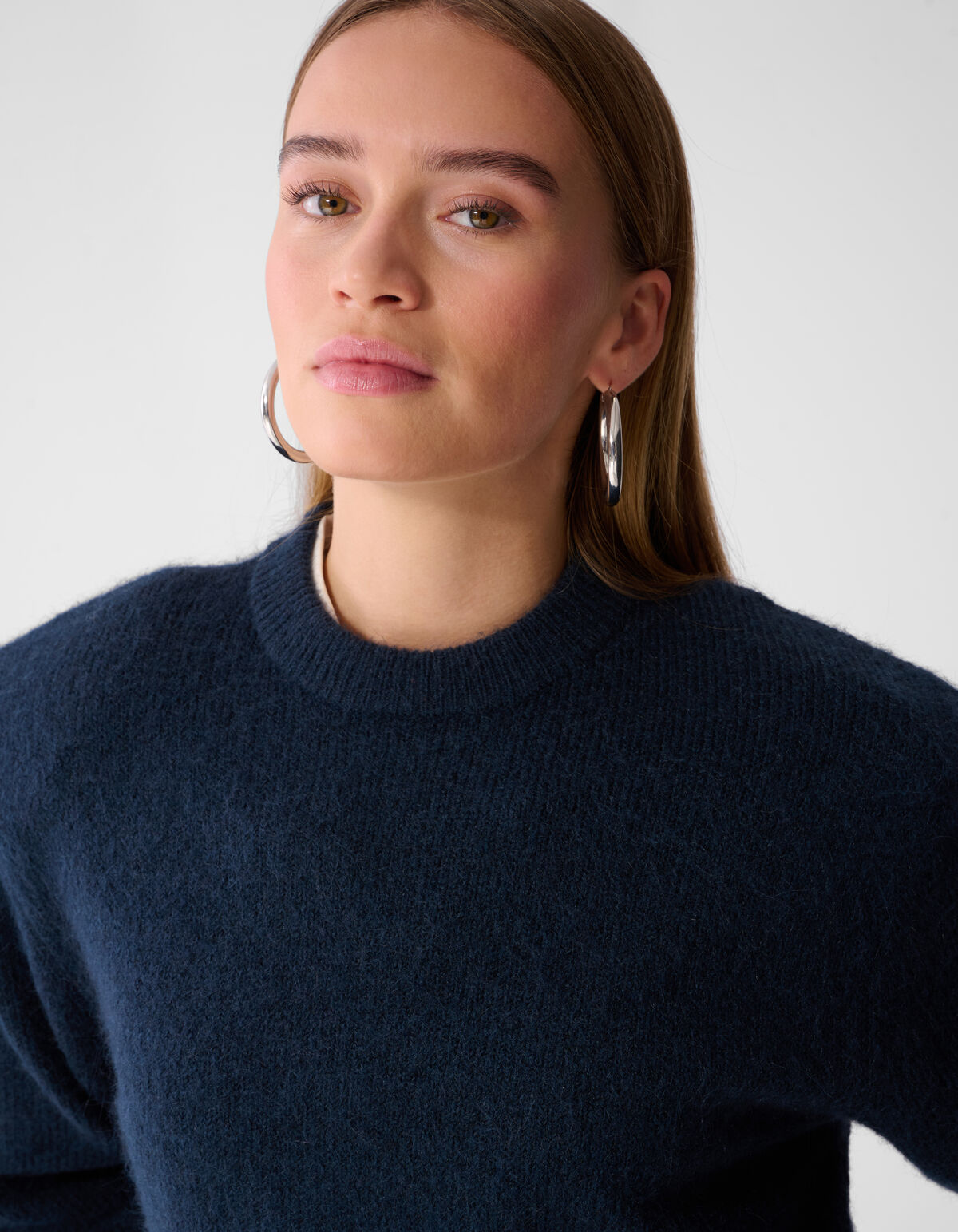 Shoulder Crew Gebreide Trui Donkerblauw SHOEBY WOMEN