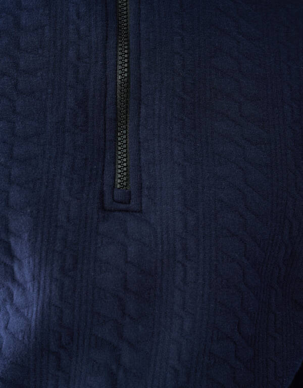 Quilted Zipper Trui Donkerblauw SHOEBY MEN