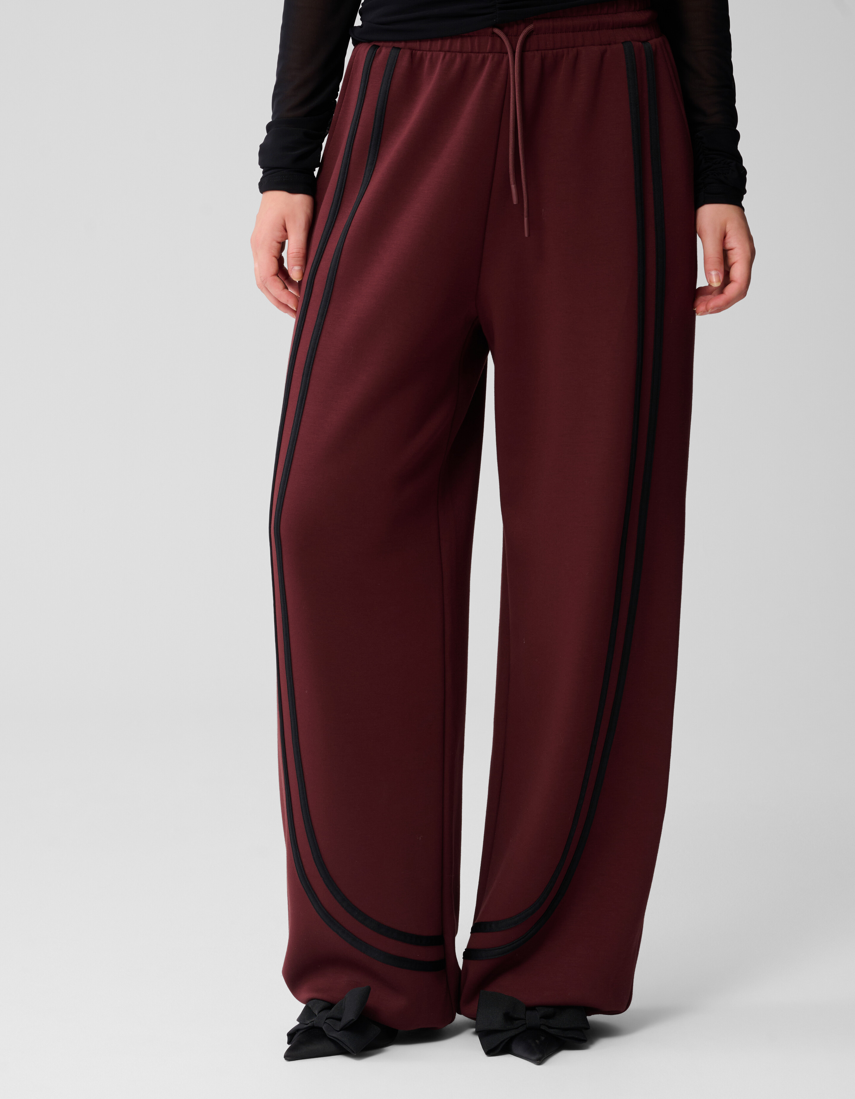 Stripe Jogger Wide leg Broek Donkerrood SHOEBY WOMEN