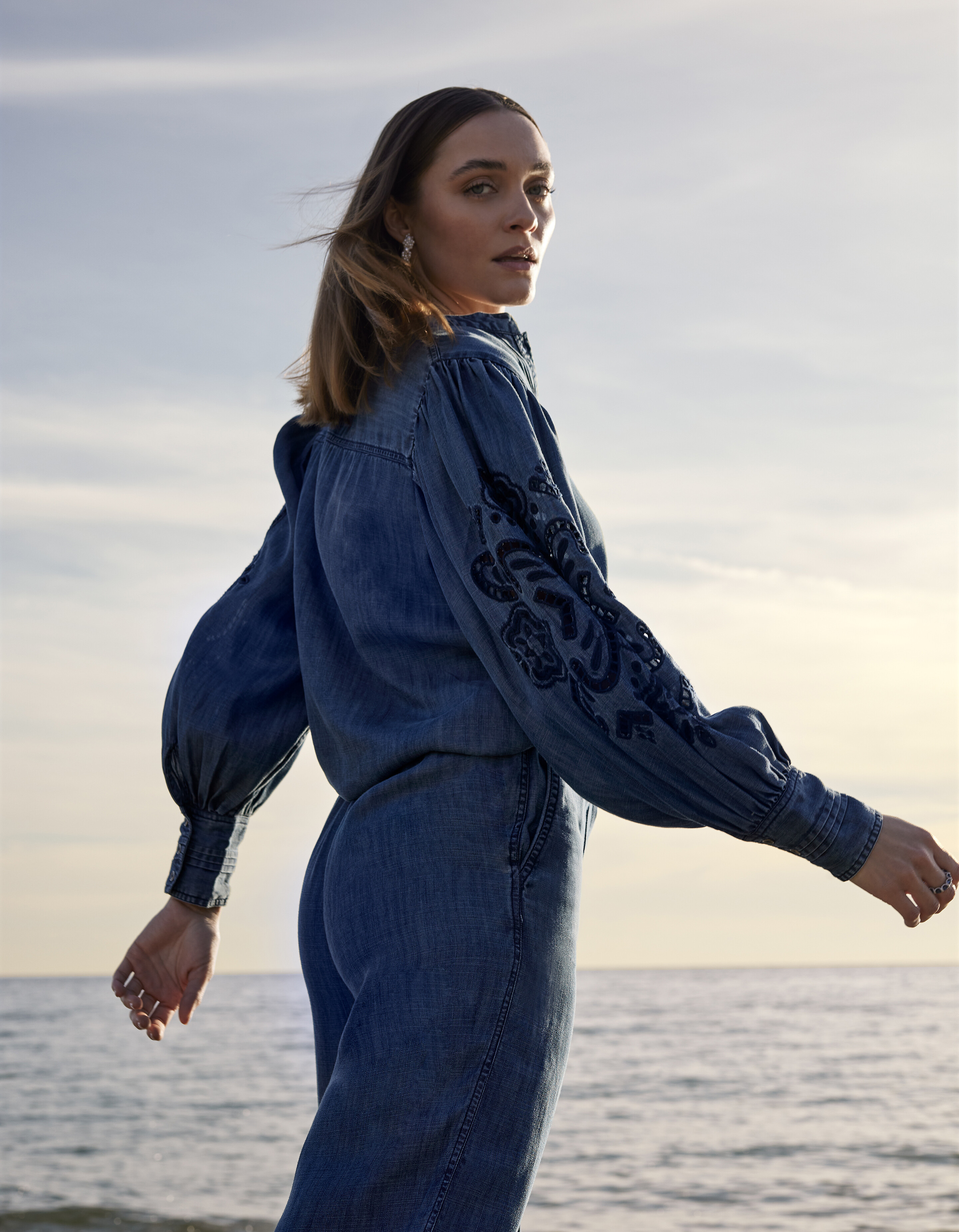 Pintuck Embroidery Blouse Blauw By Mieke SHOEBY WOMEN