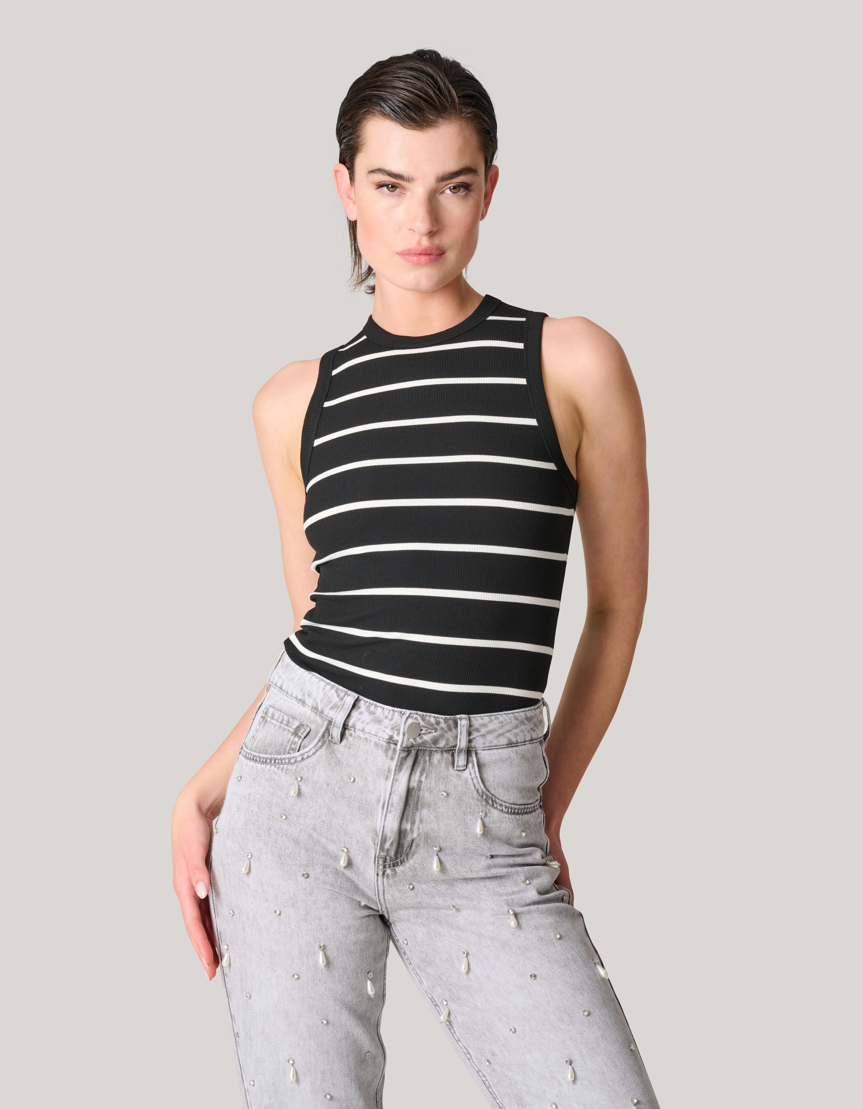 Gestreepte Tanktop Zwart/Wit SHOEBY WOMEN