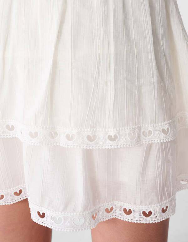 Ruffle Mini Rok Wit SHOEBY GIRLS