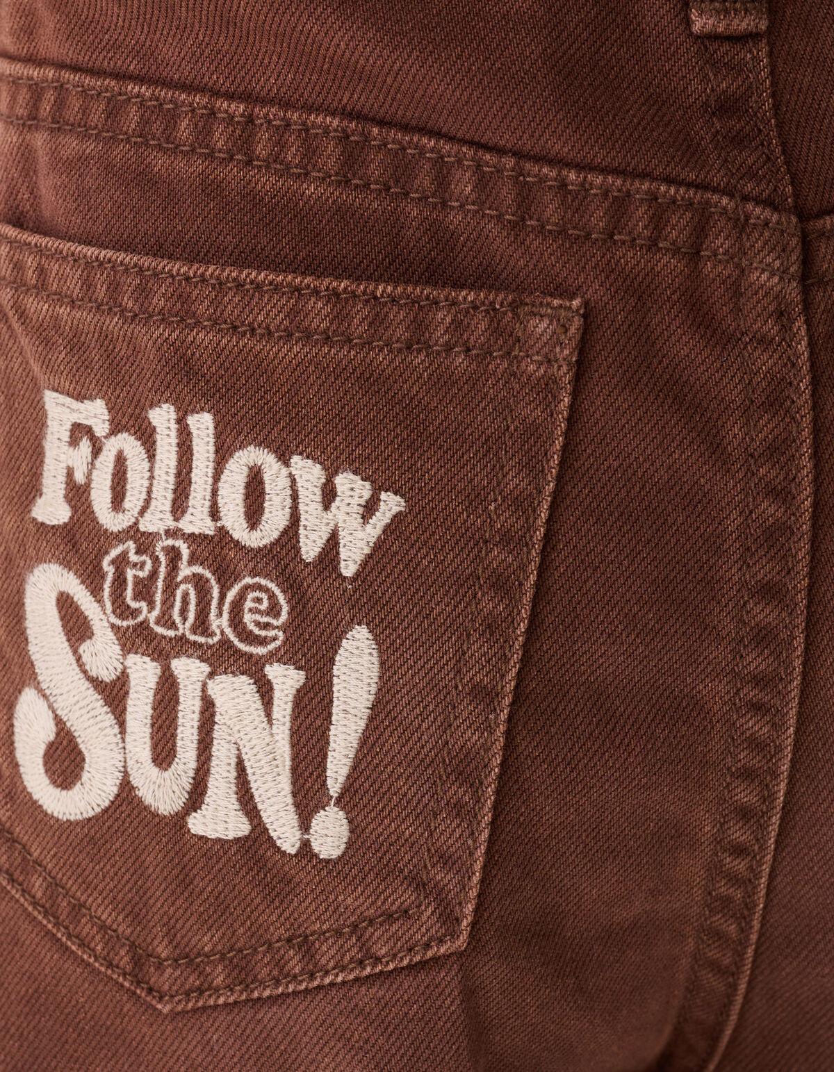 Heart Embroidery Denim Short Bruin SHOEBY GIRLS