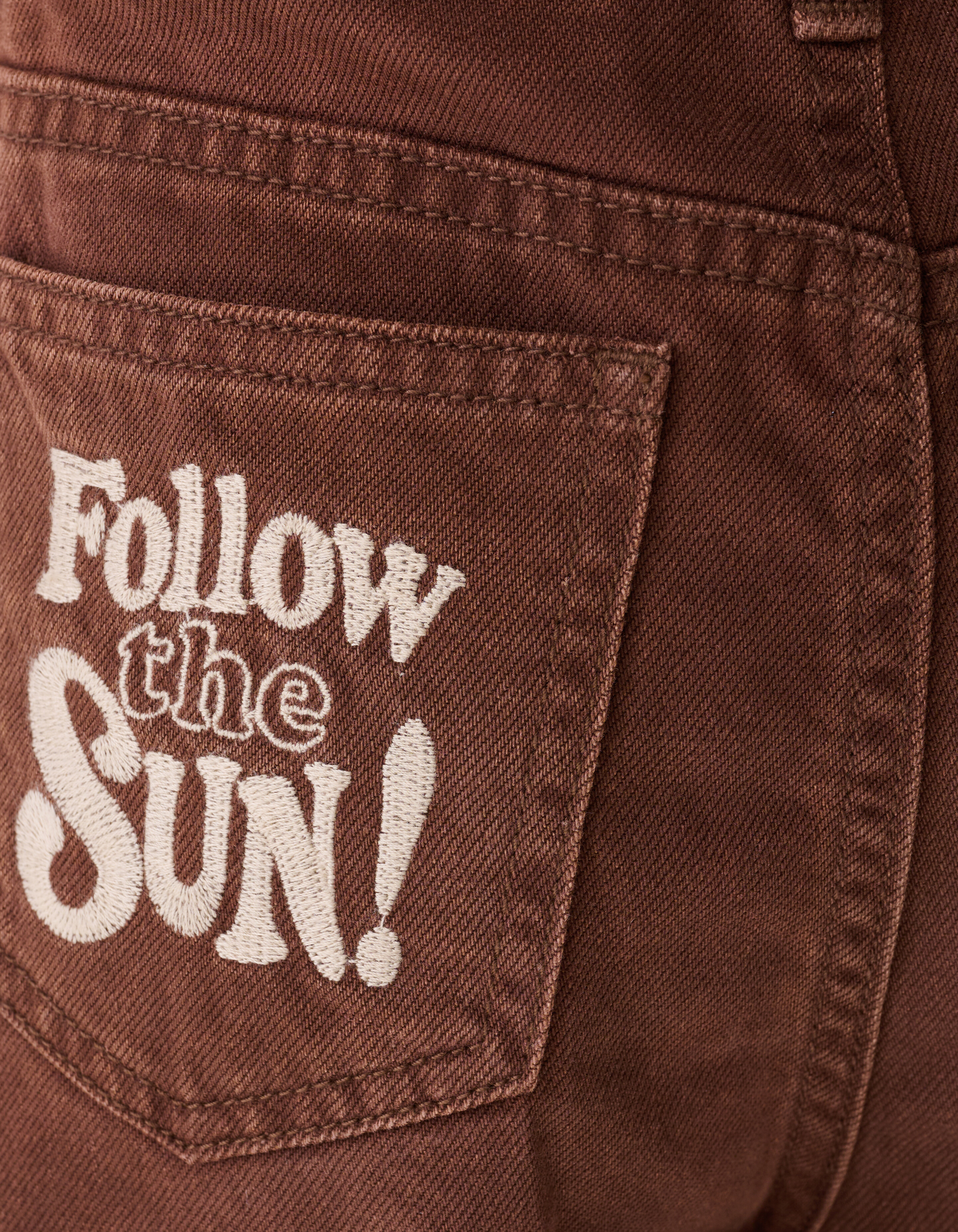 Heart Embroidery Denim Short Bruin SHOEBY GIRLS