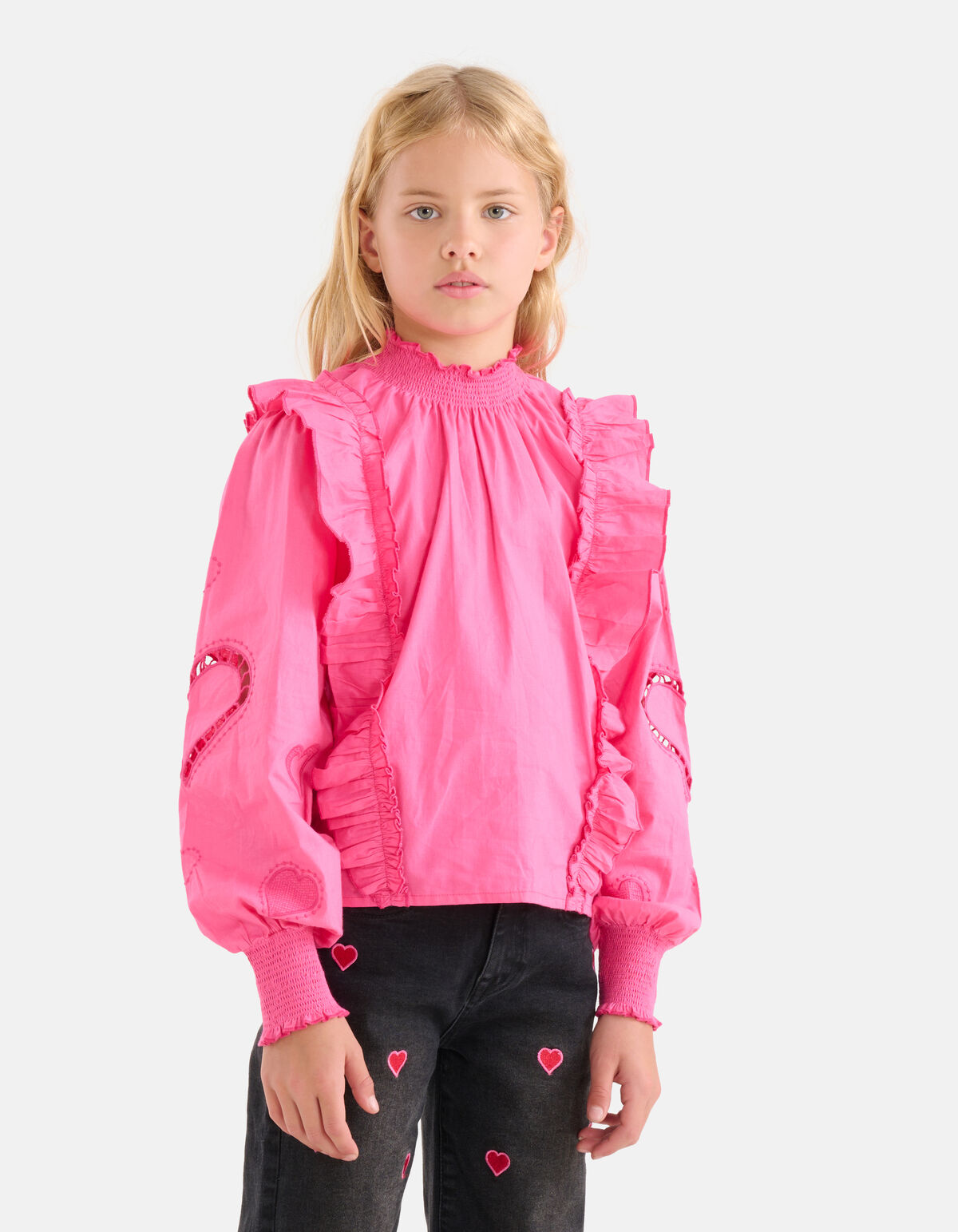 Poplin Embroidery Blouse Roze SHOEBY GIRLS