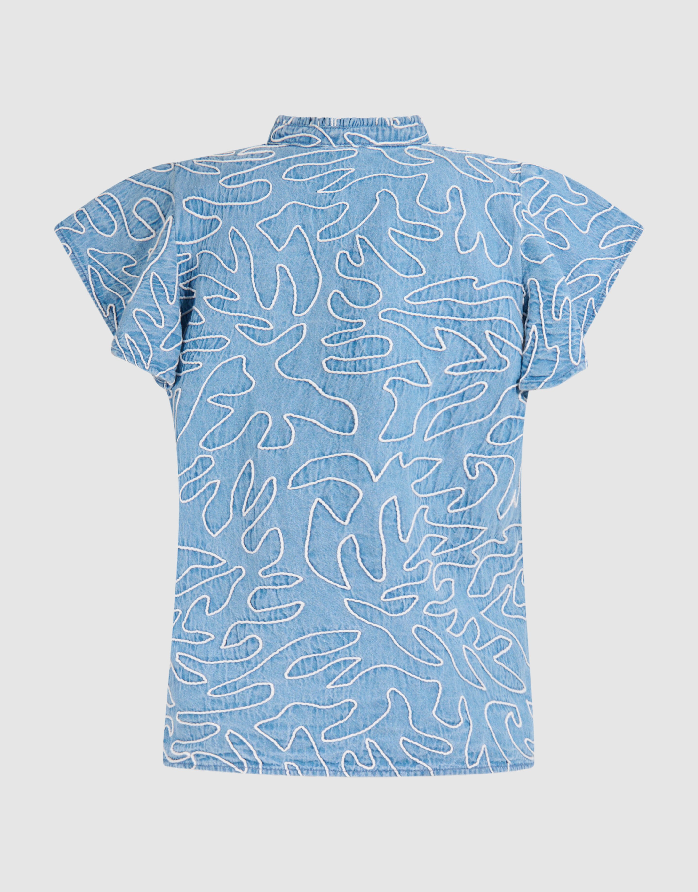 Denim Ruffle Cord Top Blauw SHOEBY WOMEN