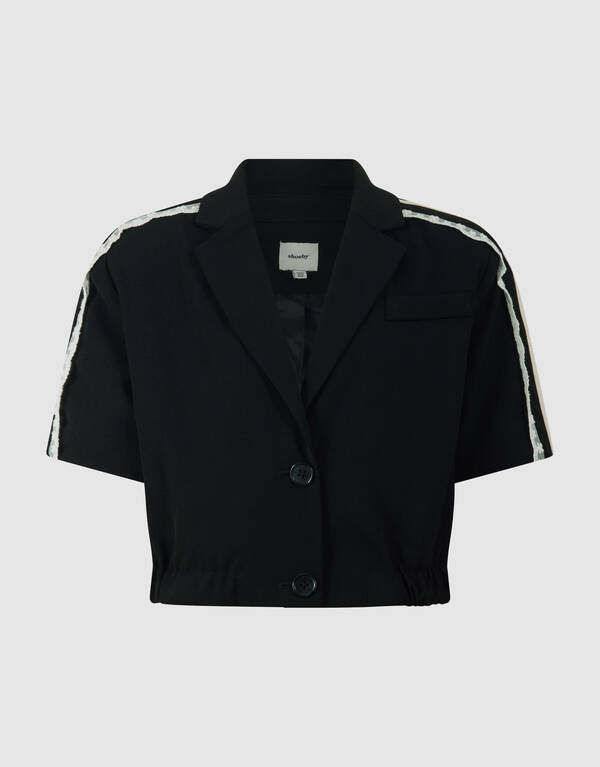 Cropped Kanten Blazer Zwart SHOEBY GIRLS