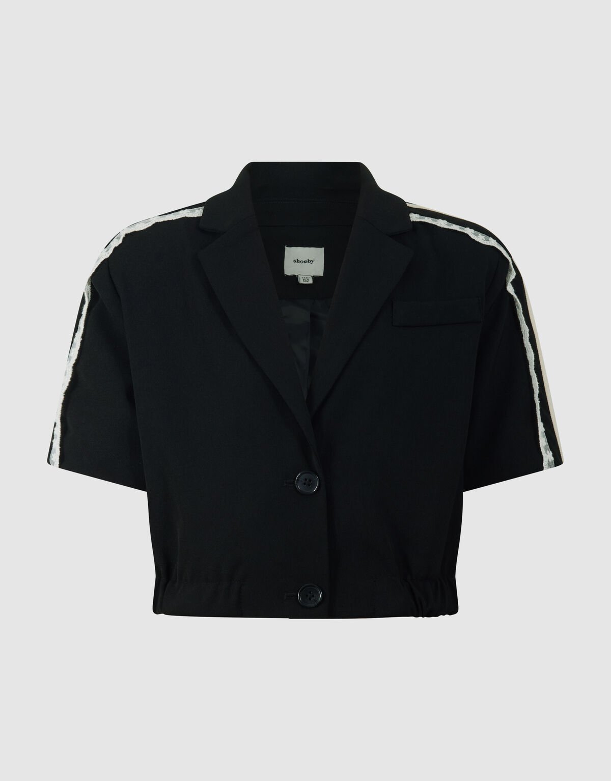 Cropped Kanten Blazer Zwart SHOEBY GIRLS