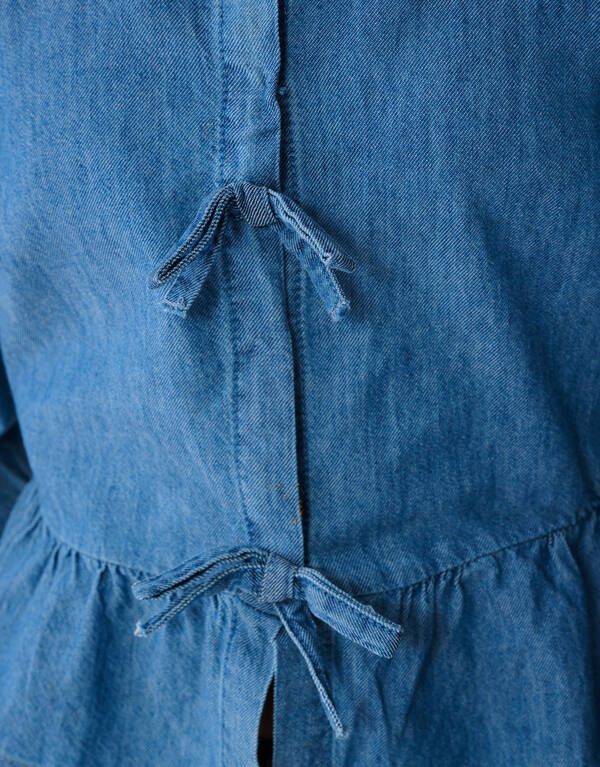 Denim Strik Blouse Blauw SHOEBY GIRLS