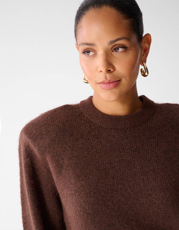 Shoulder Crew Gebreide Trui Bruin SHOEBY WOMEN