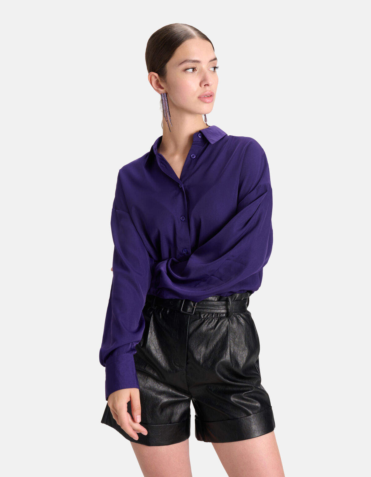 Satijnen Blouse Donkerpaars SHOEBY WOMEN