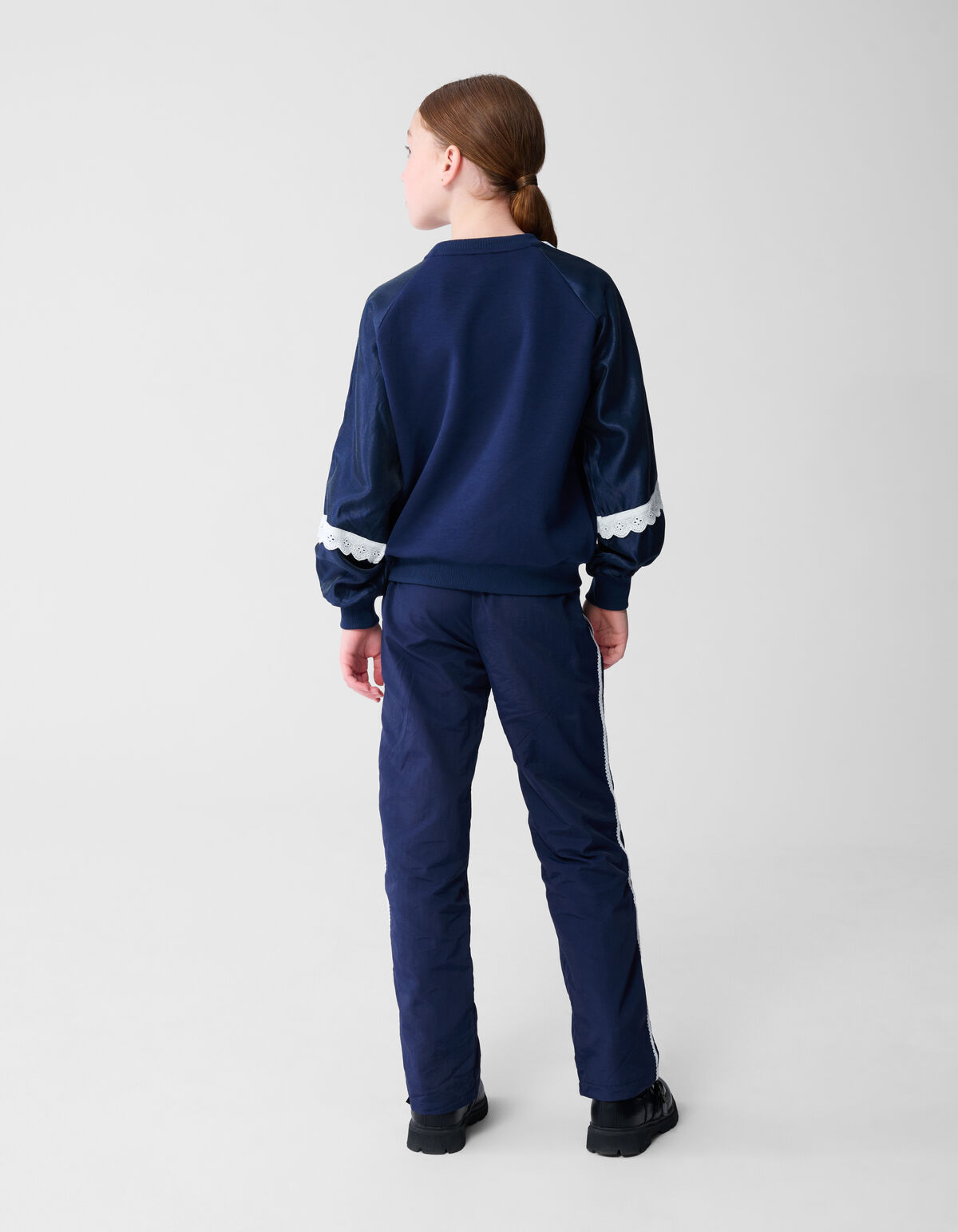 Satijnen Kanten Sweater Donkerblauw SHOEBY GIRLS