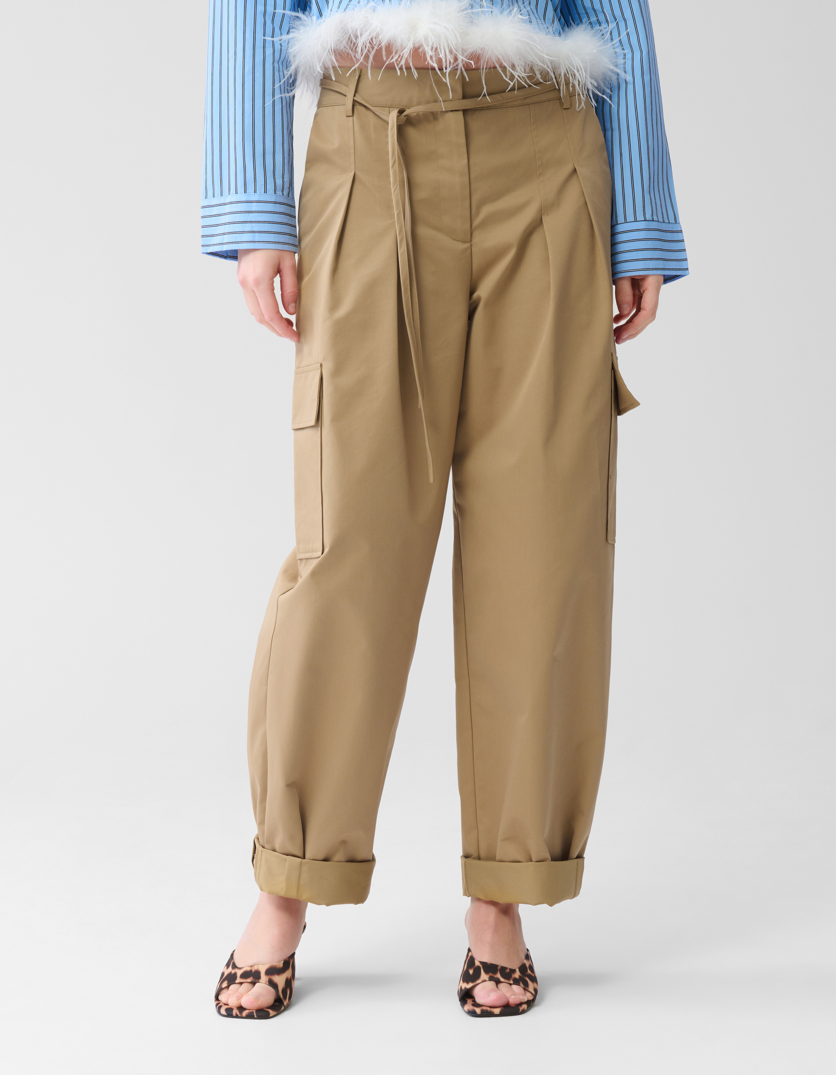 Cargo Wide Leg Broek Bruin SHOEBY WOMEN