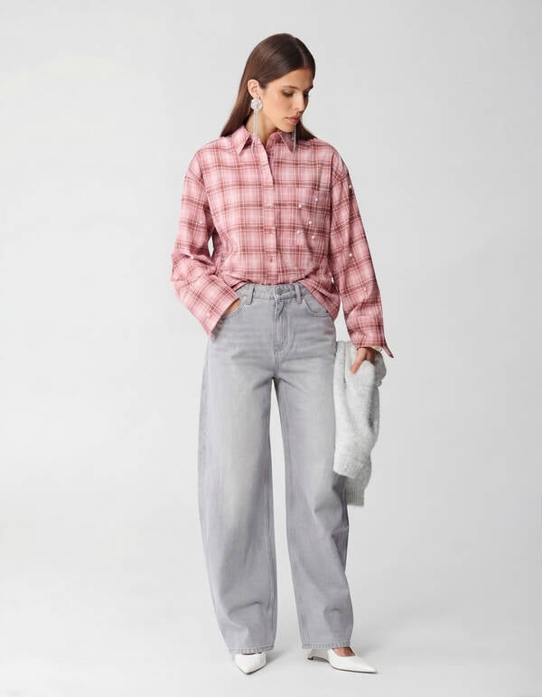 Baggy Fit Jeans Lichtgrijs SHOEBY WOMEN