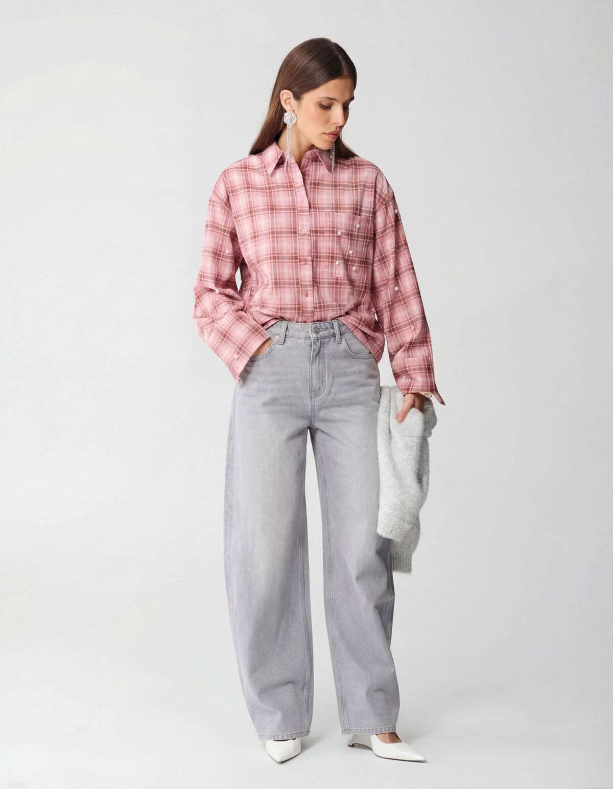 Baggy Fit Jeans Lichtgrijs SHOEBY WOMEN