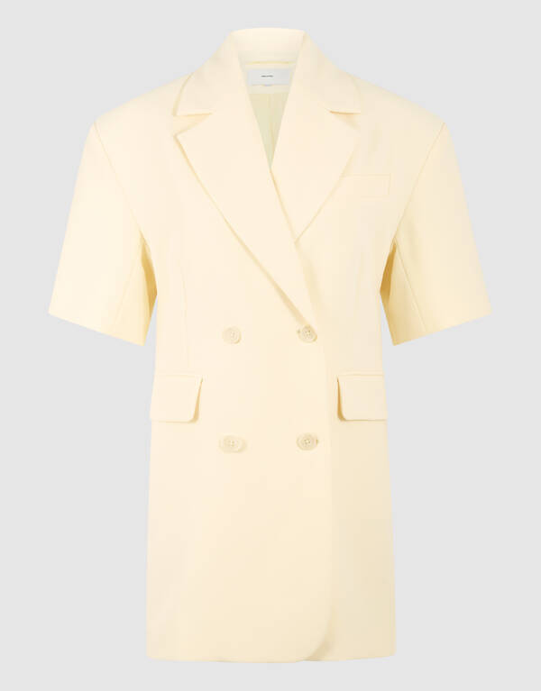Short Sleeve Blazer Jurk Lichtgeel SHOEBY WOMEN