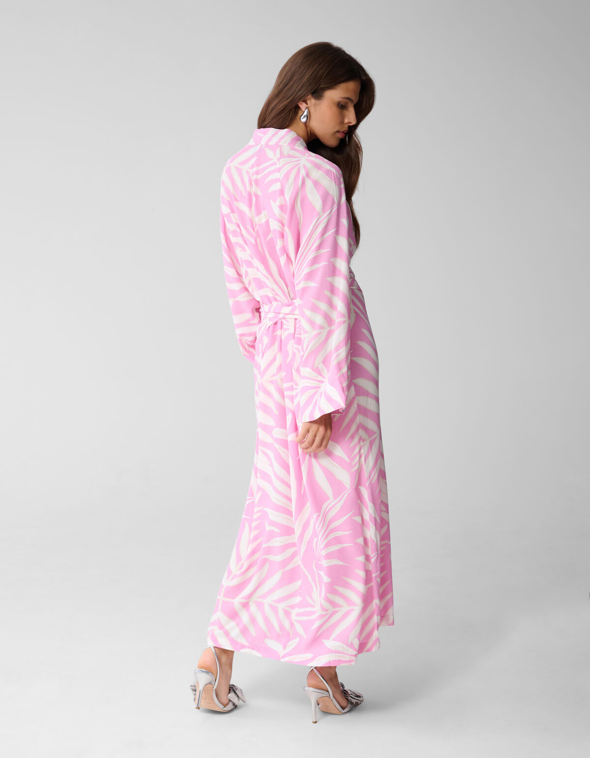 Printed Kimono Maxi Jurk Lichtroze SHOEBY WOMEN