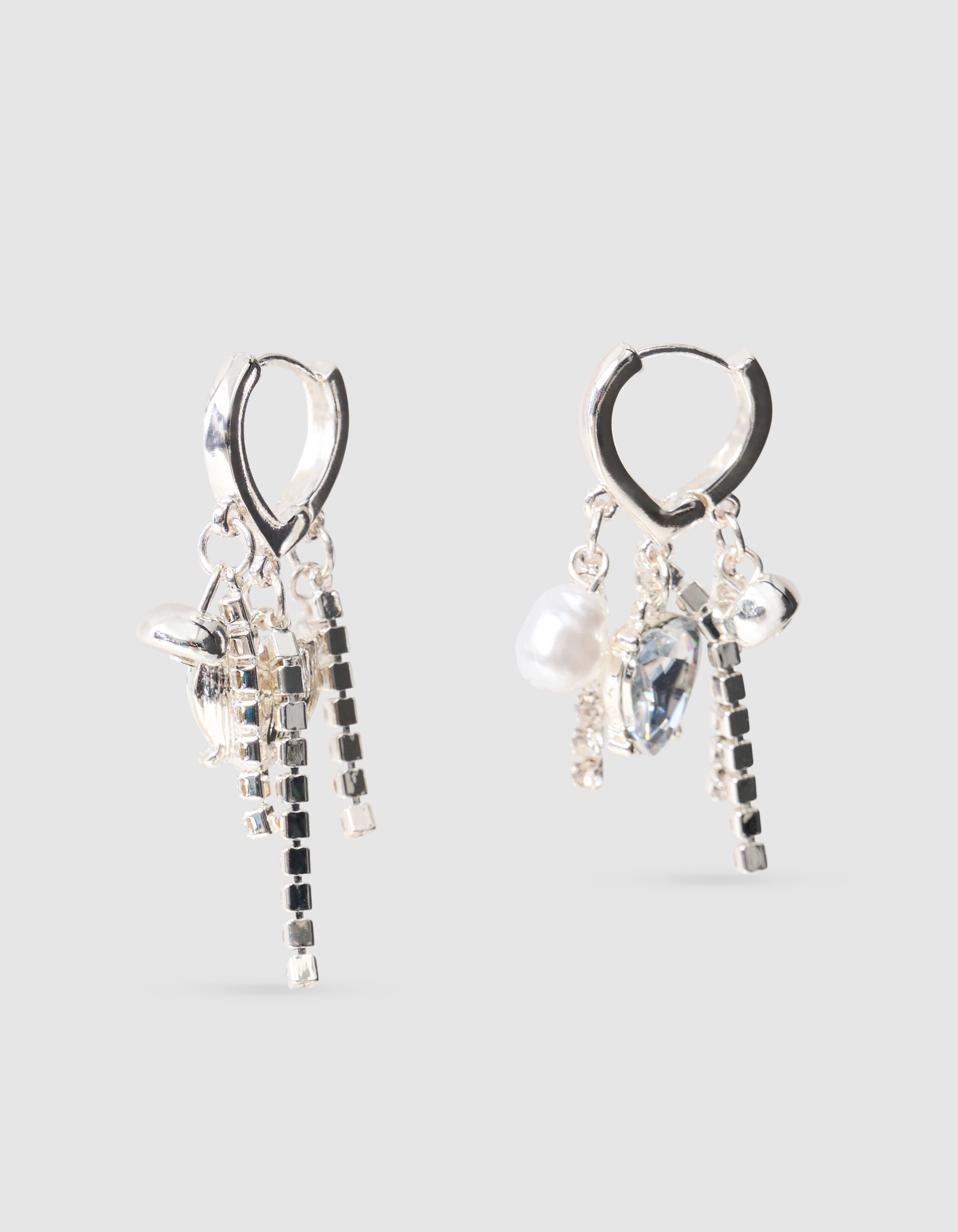 Strass Heart Oorbellen Zilver SHOEBY ACCESSOIRES