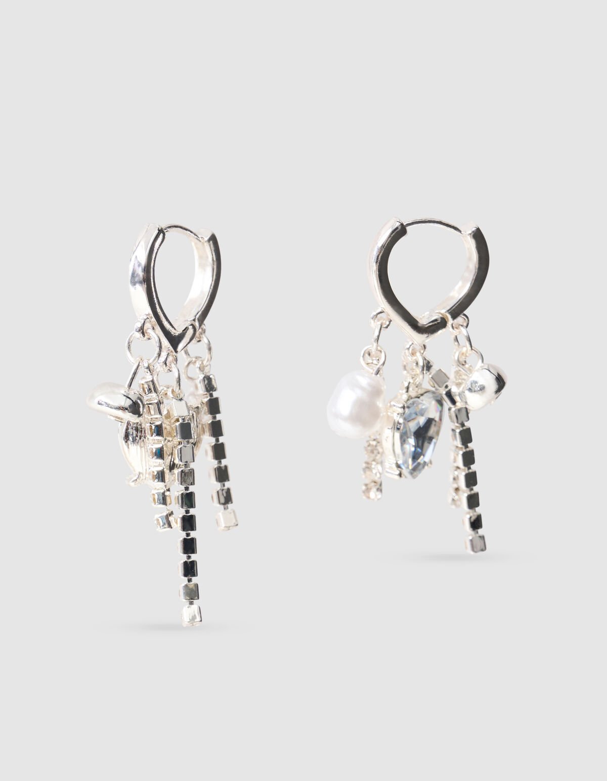 Strass Heart Oorbellen Zilver SHOEBY ACCESSOIRES