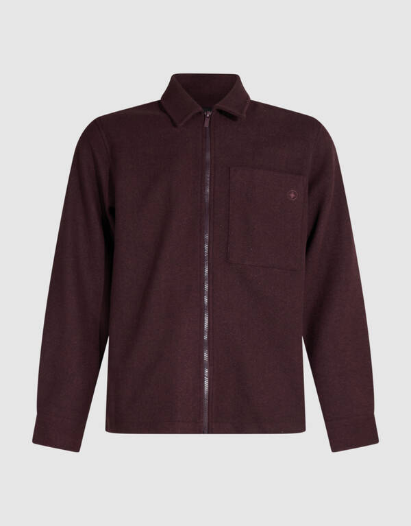 Melange Zip Overshirt Donkerrood SHOEBY MEN