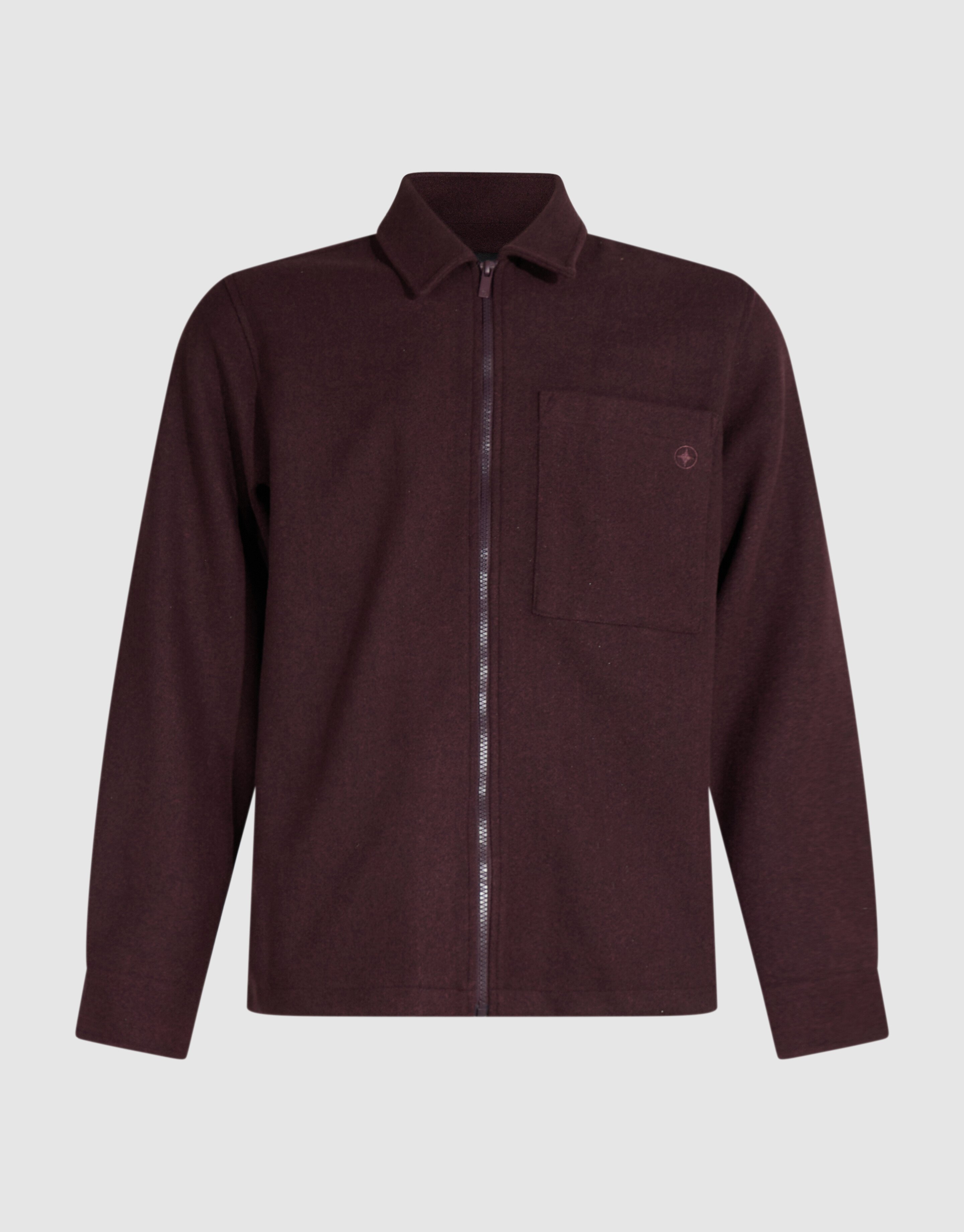 Melange Zip Overshirt Donkerrood SHOEBY MEN