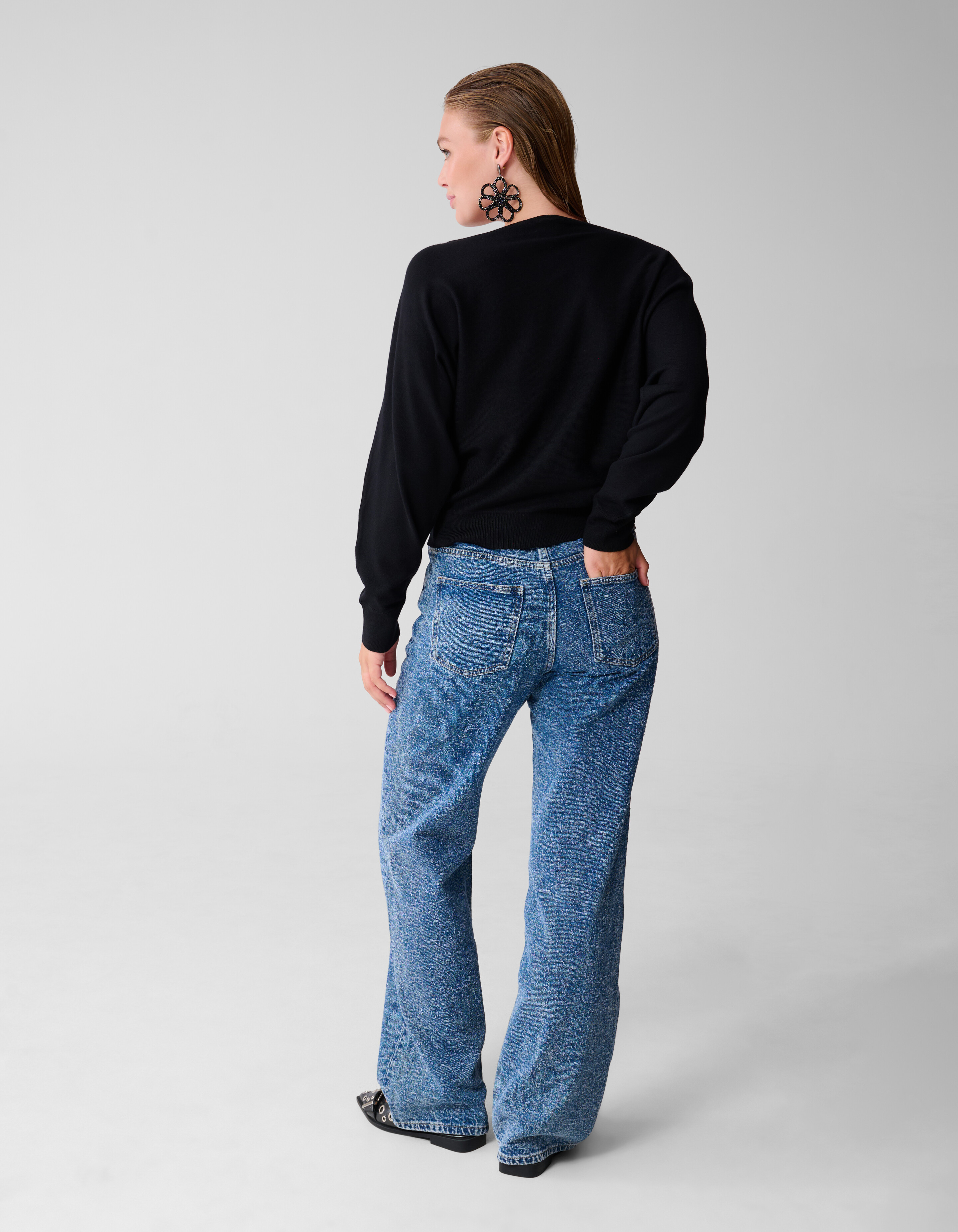 Structuur Wide Leg Jeans Mediumstone SHOEBY WOMEN